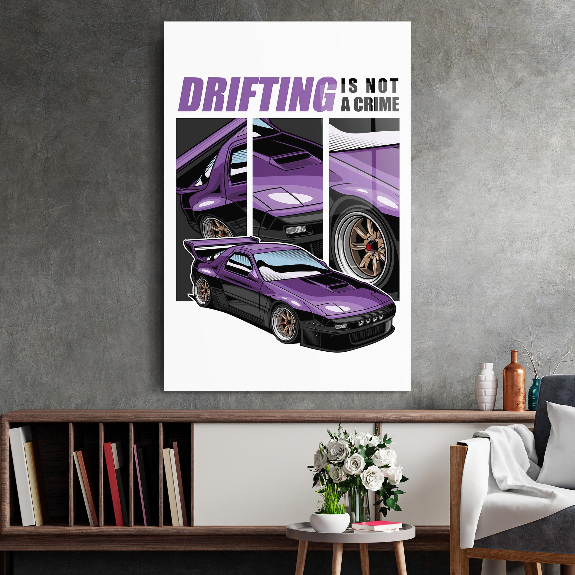 Tablou Sticla Drift Purple Car mockup 2
