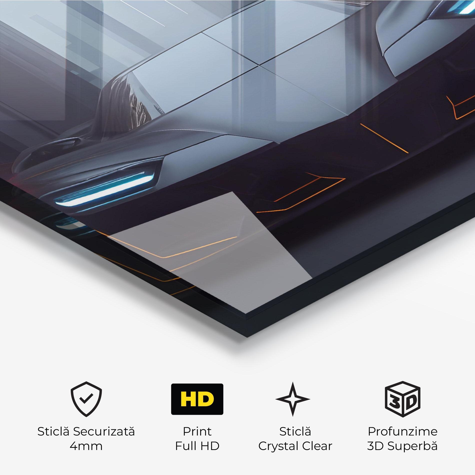 Tablou Sticla Back Futuristic Hypercar mockup 3