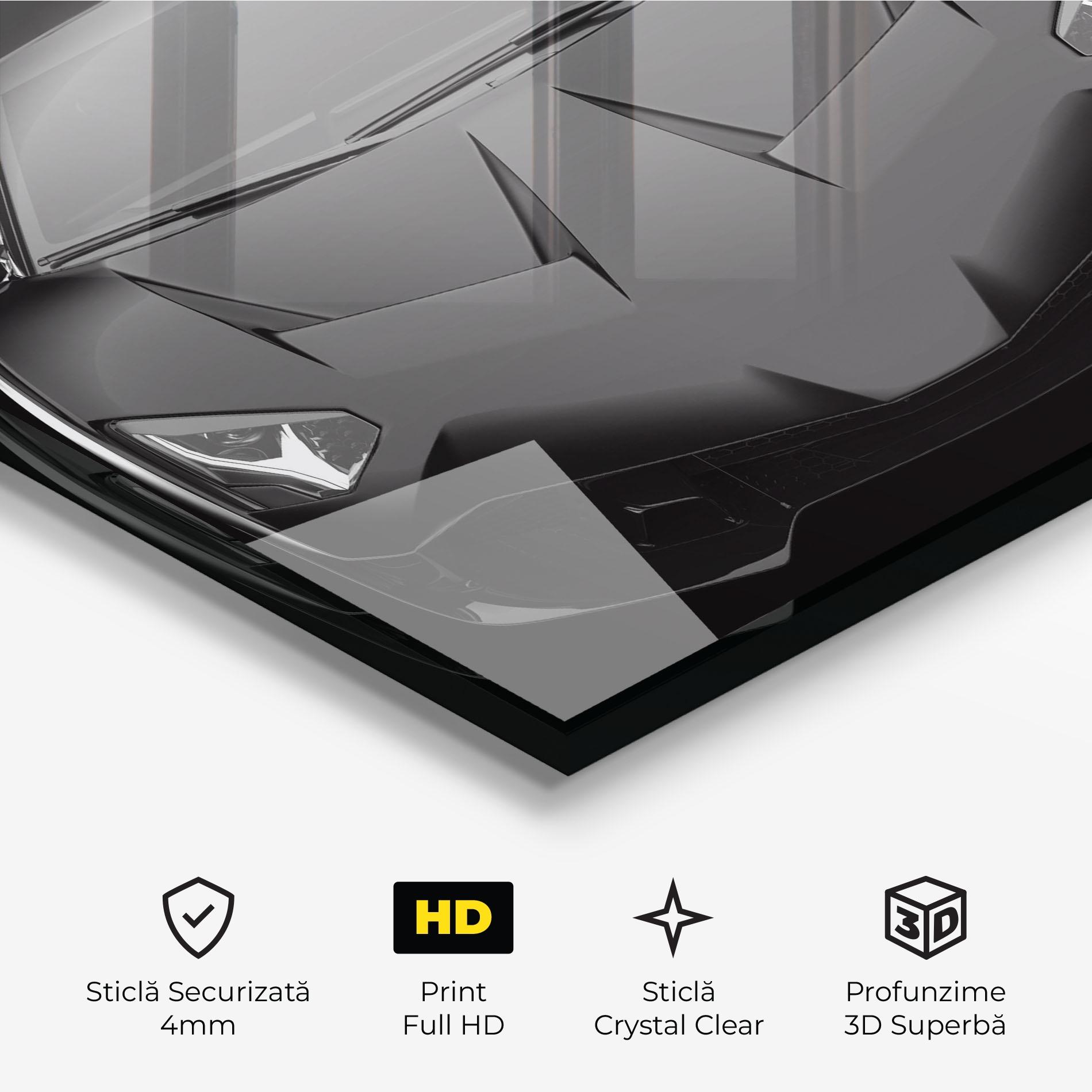 Tablou Sticla Black Matte Lambo mockup 3