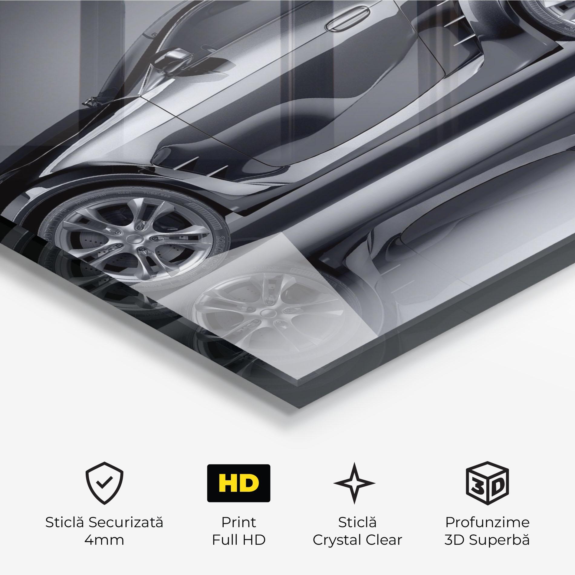 Tablou Sticla Black Shadow Car mockup 3