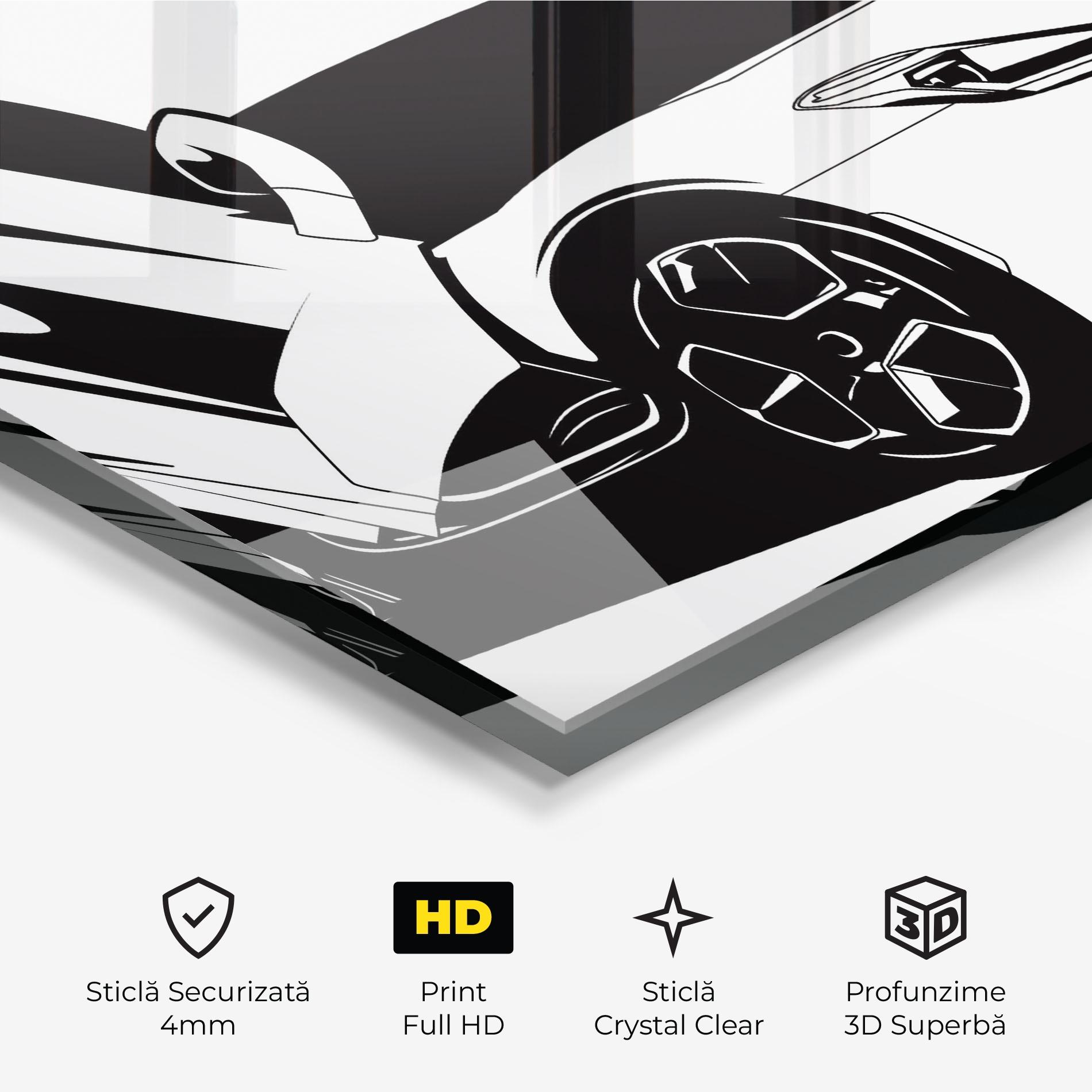 Tablou Sticla Black White Car mockup 3