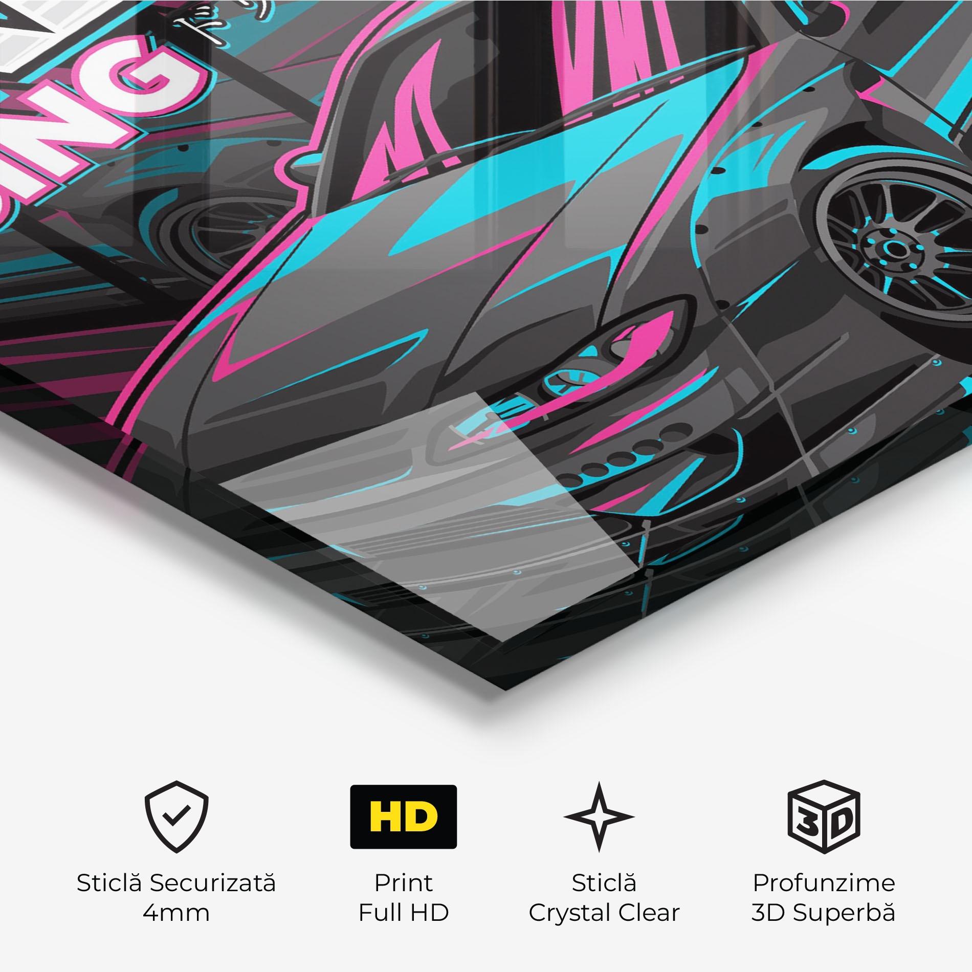 Tablou Sticla Drift Grey Car mockup 3