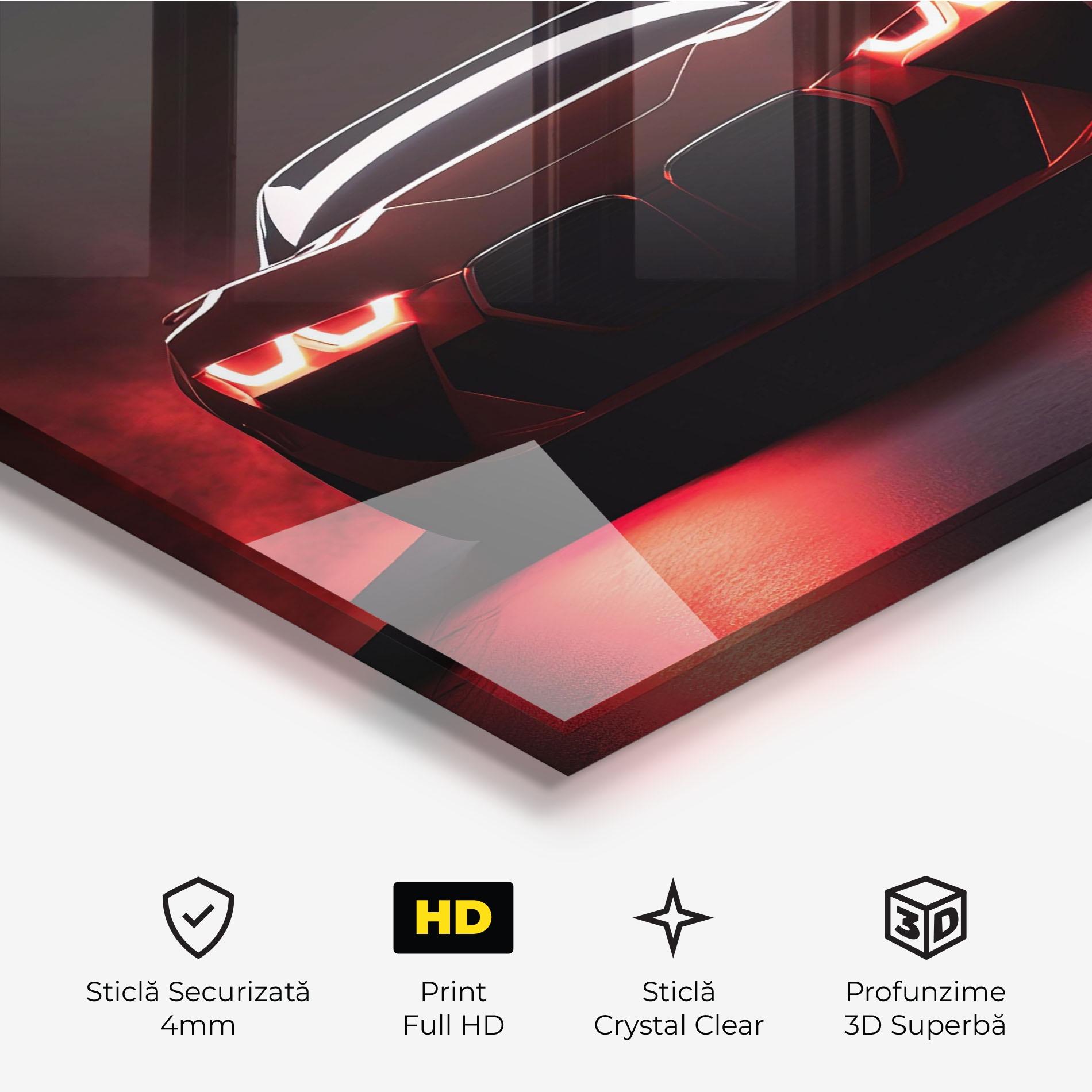 Tablou Sticla Red Bmw In Smoke mockup 3