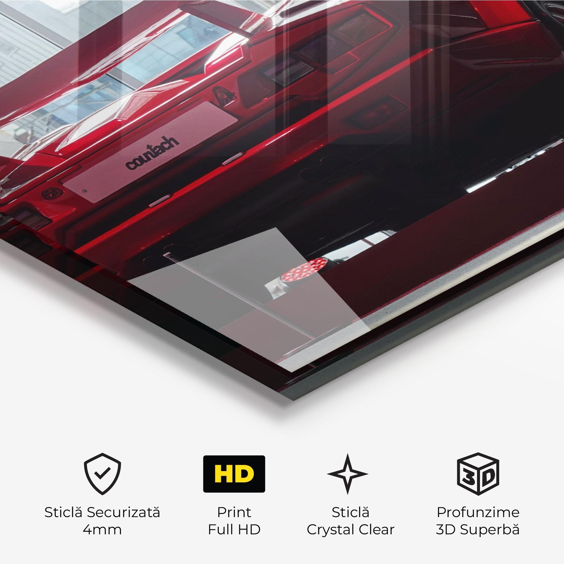 Tablou Sticla Red Countach Rear mockup 3