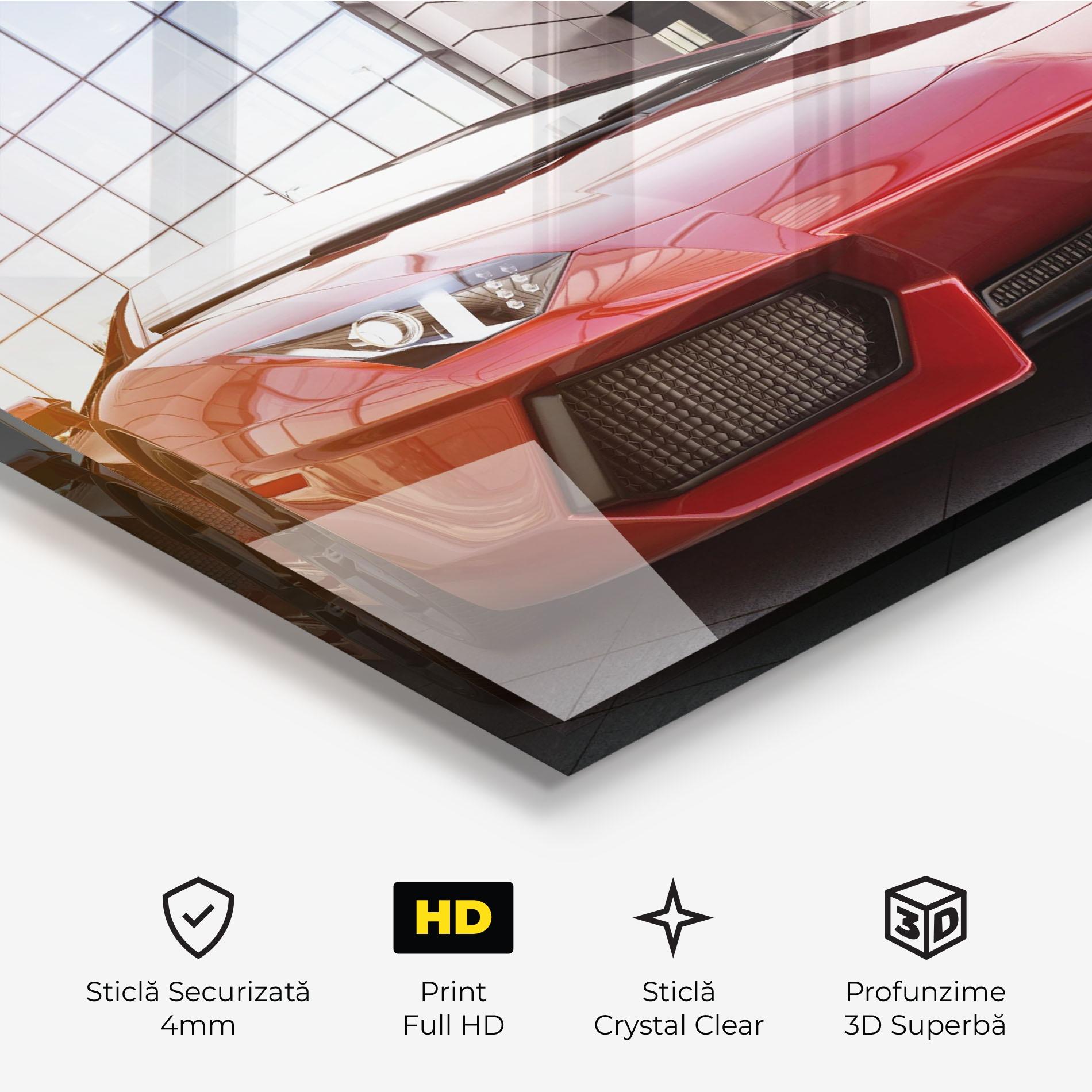 Tablou Sticla Red Lambo Outside mockup 3