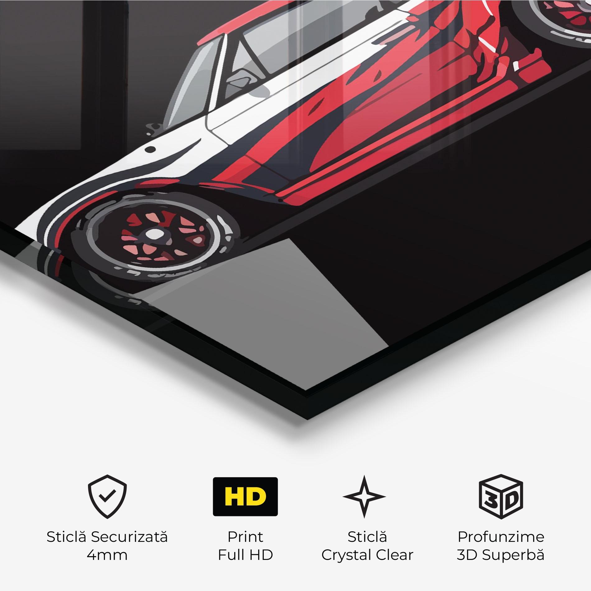 Tablou Sticla Red White Sport Car mockup 3