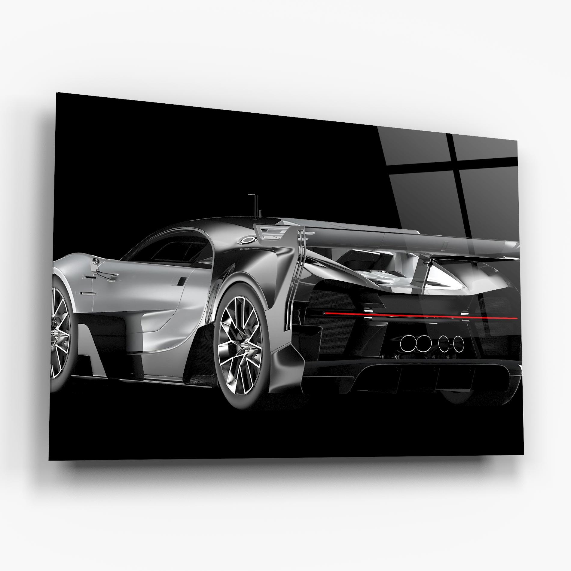 Tablou Sticla Black Rear Hypercar mockup 6