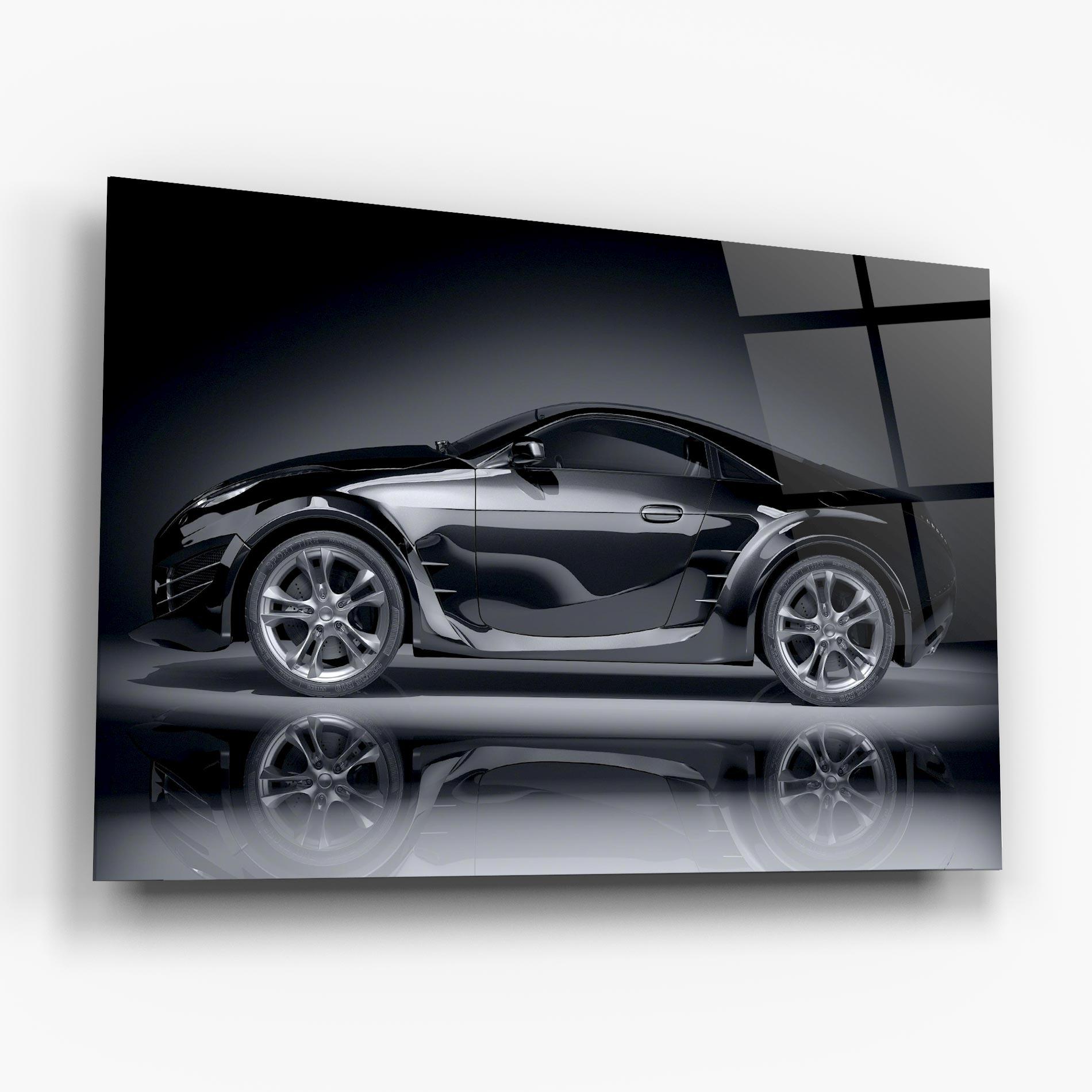 Tablou Sticla Black Shadow Car mockup 6