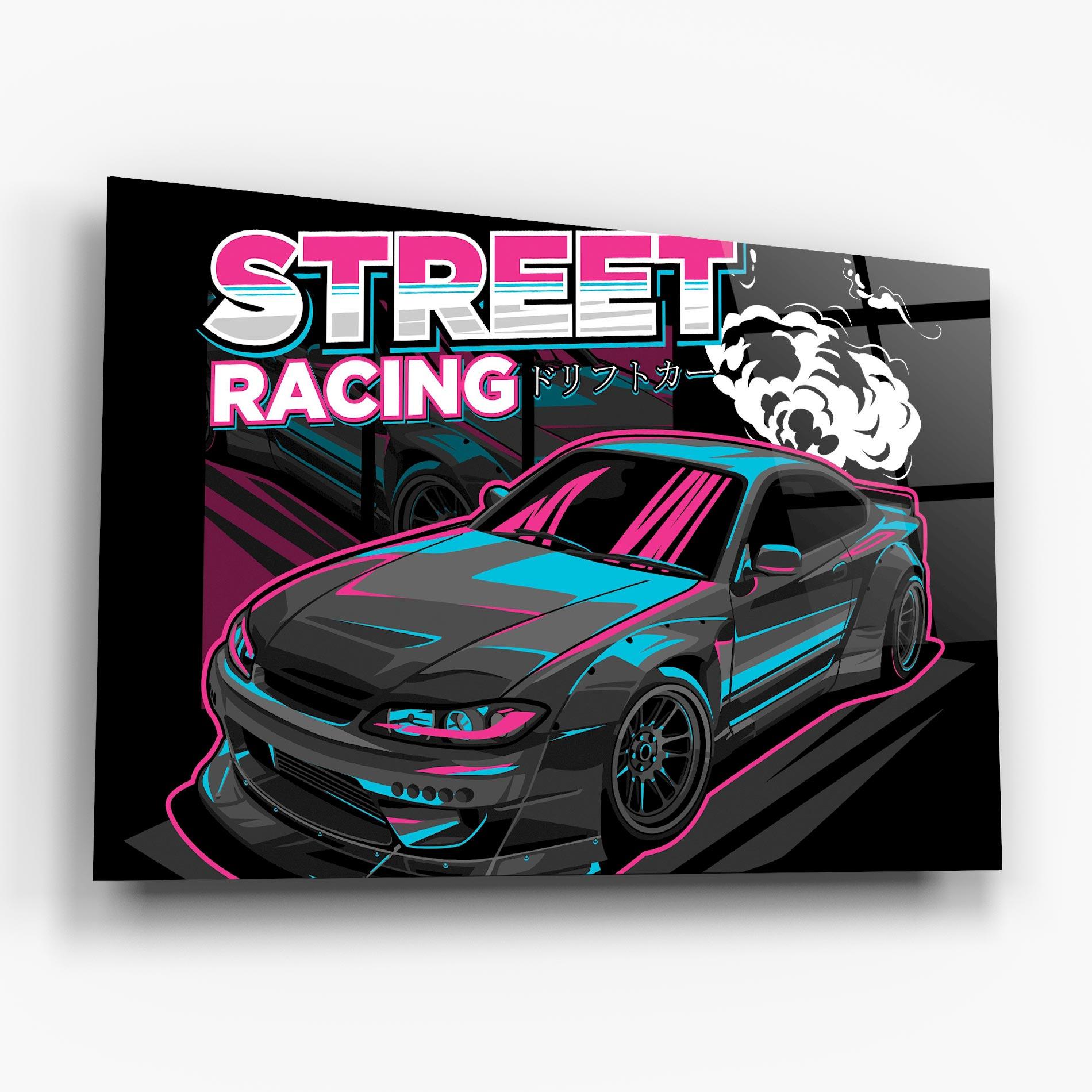 Tablou Sticla Drift Grey Car mockup 6