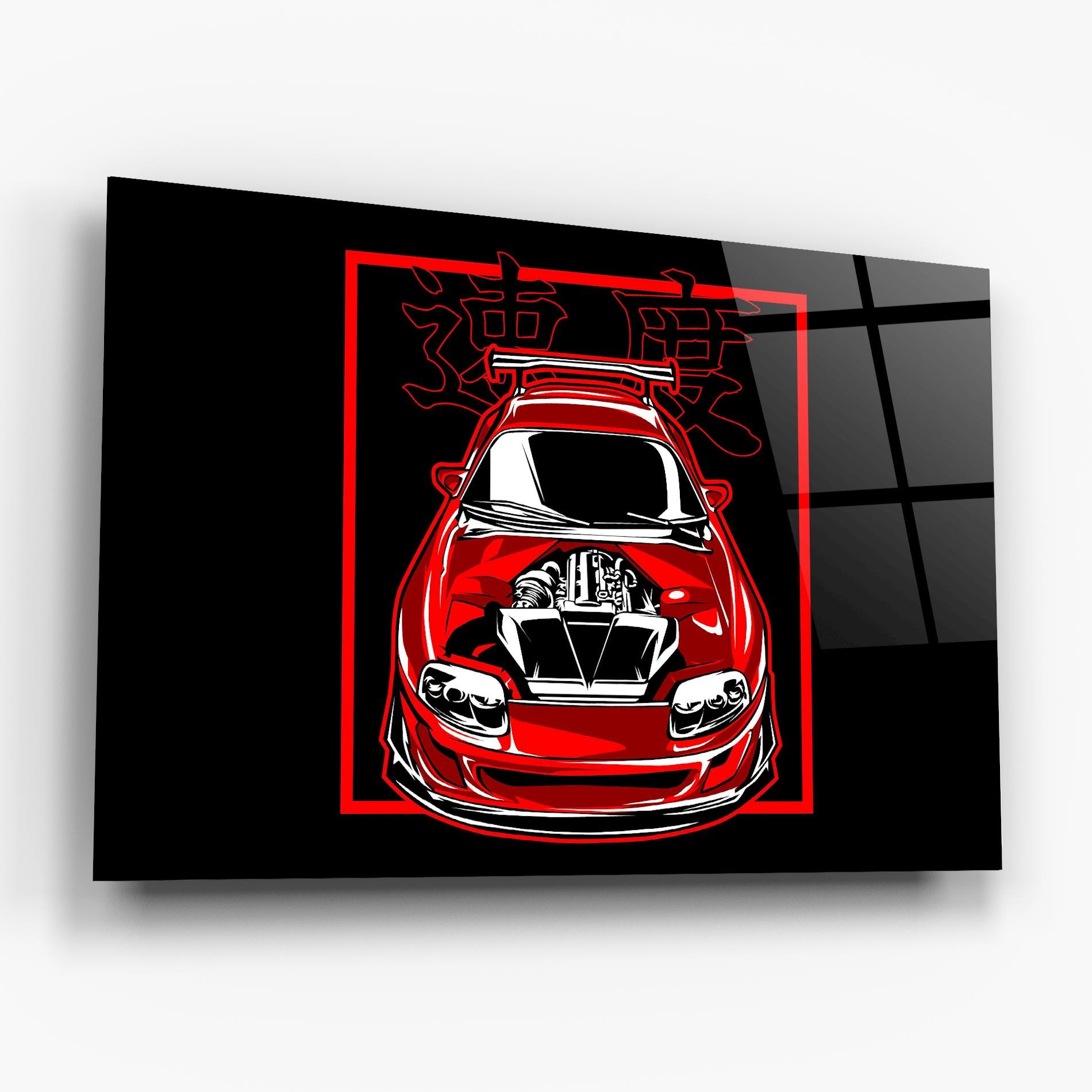 Tablou Sticla Japanese Red Car mockup 6