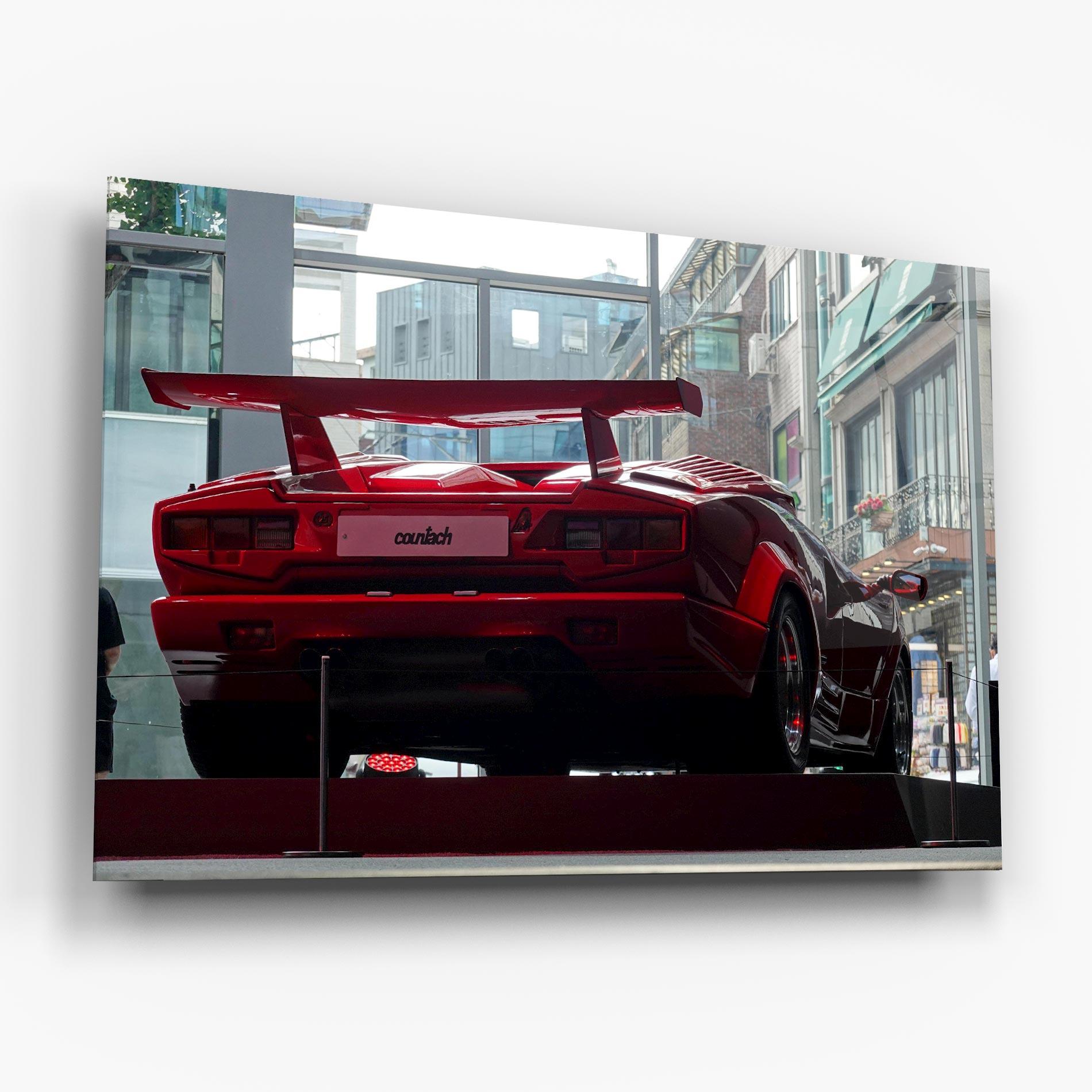 Tablou Sticla Red Countach Rear mockup 6
