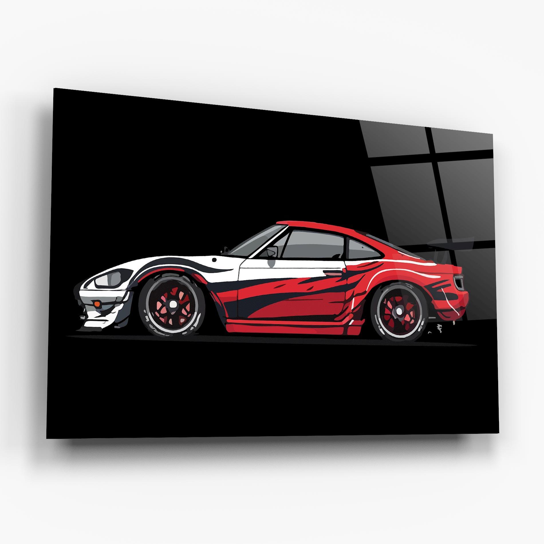 Tablou Sticla Red White Sport Car mockup 6