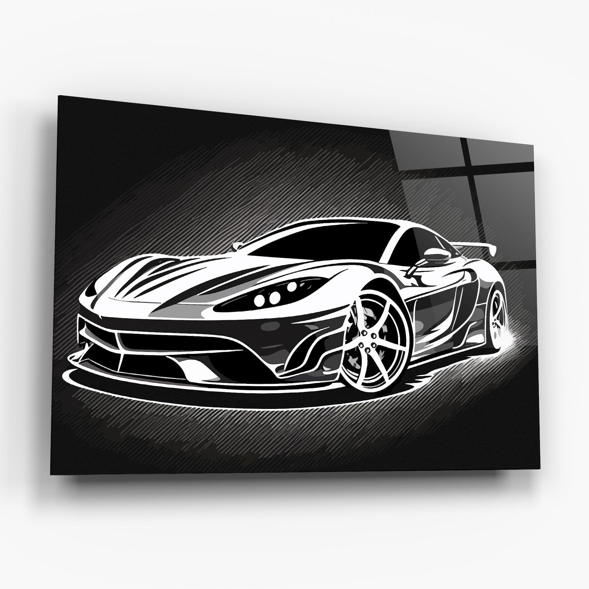 Tablou Sticla White Sport Car mockup 6