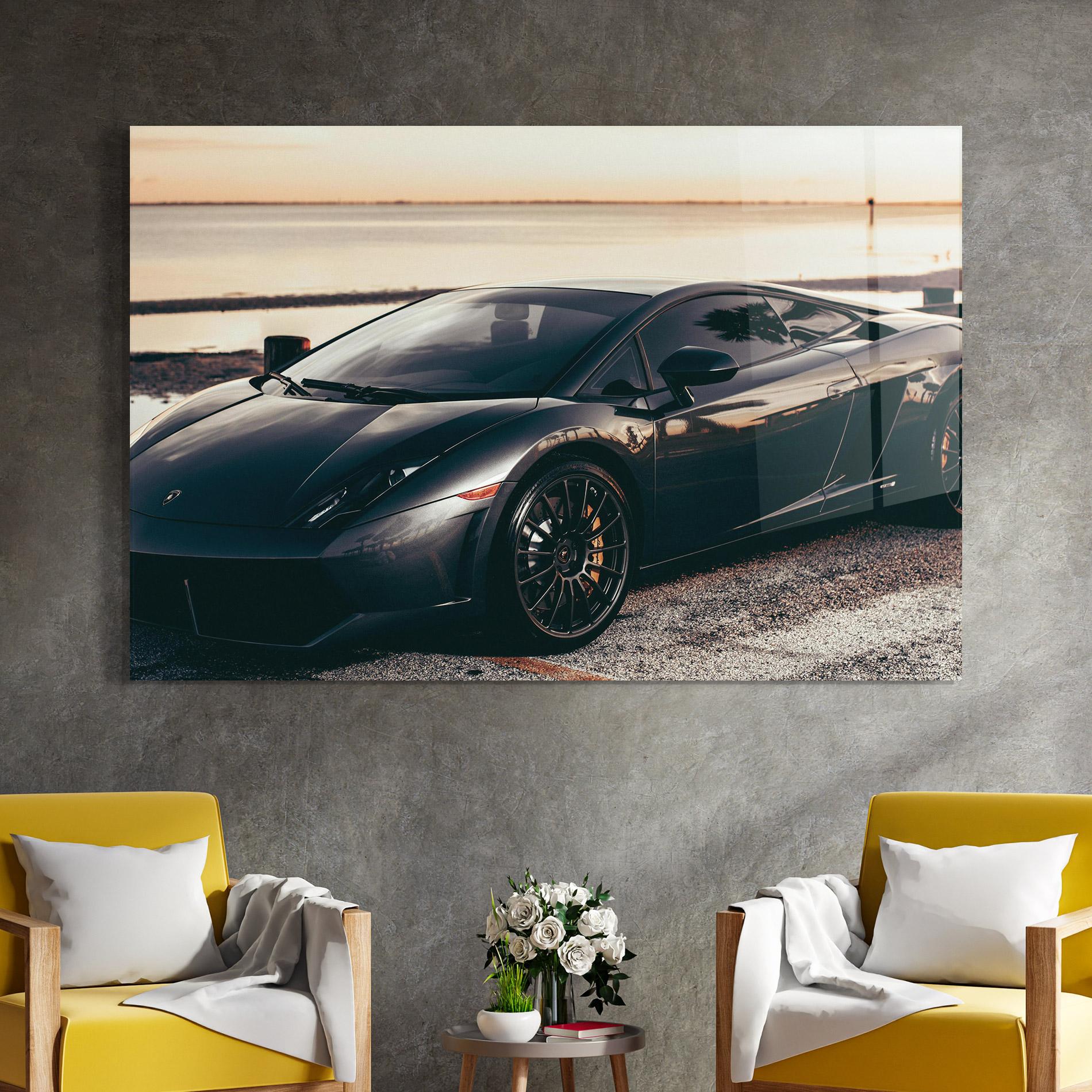 Tablou Sticla Black Lambo Sea mockup 4