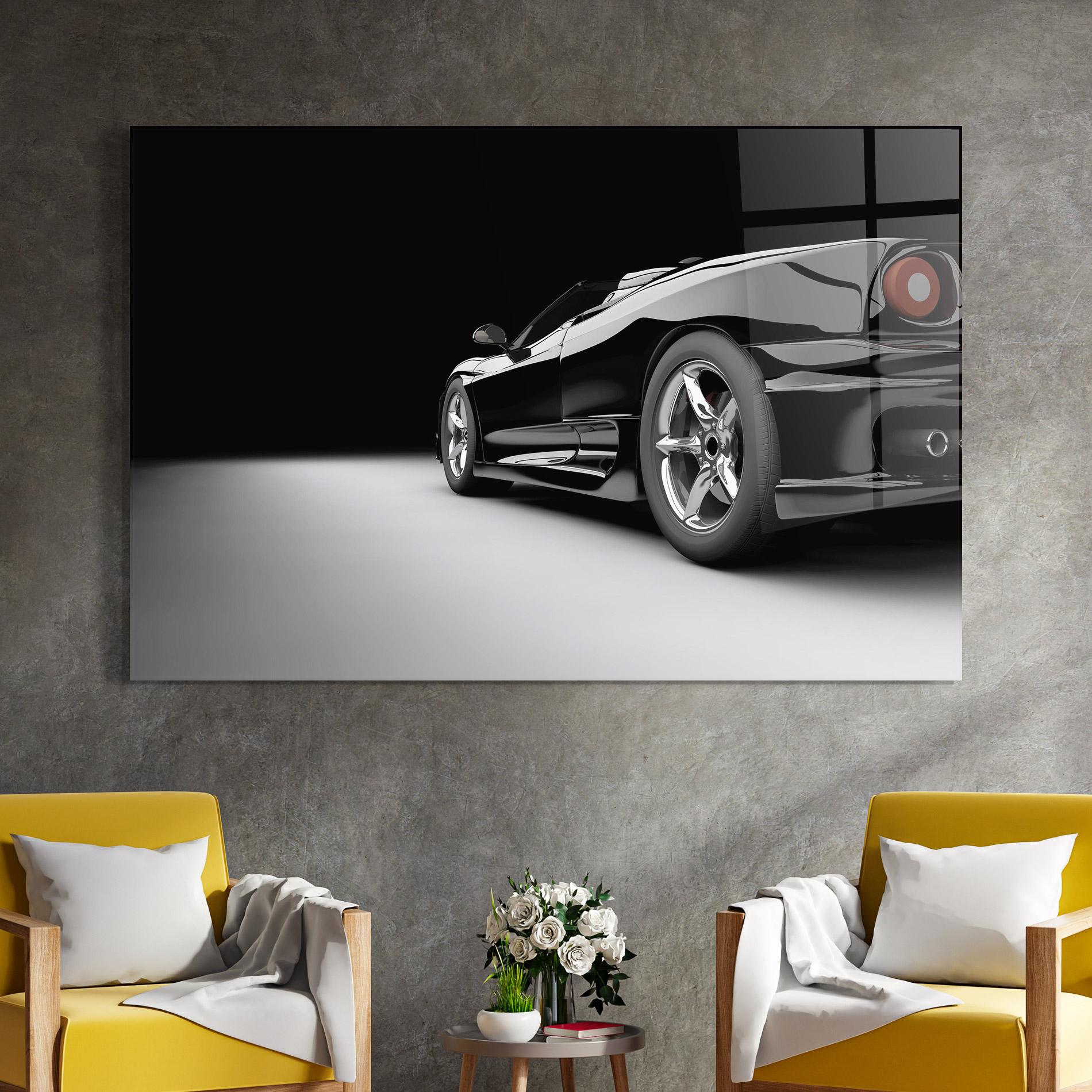 Tablou Sticla Black Sport Car mockup 4