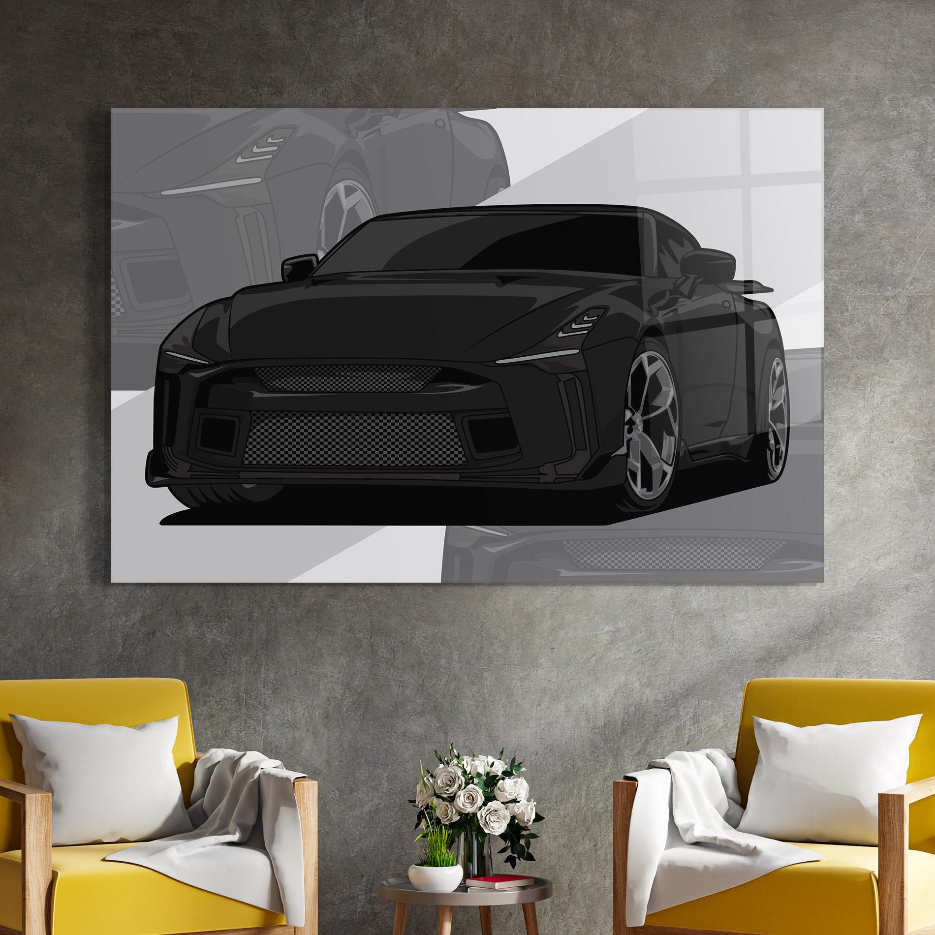 Tablou Sticla Black Strong Car mockup 4
