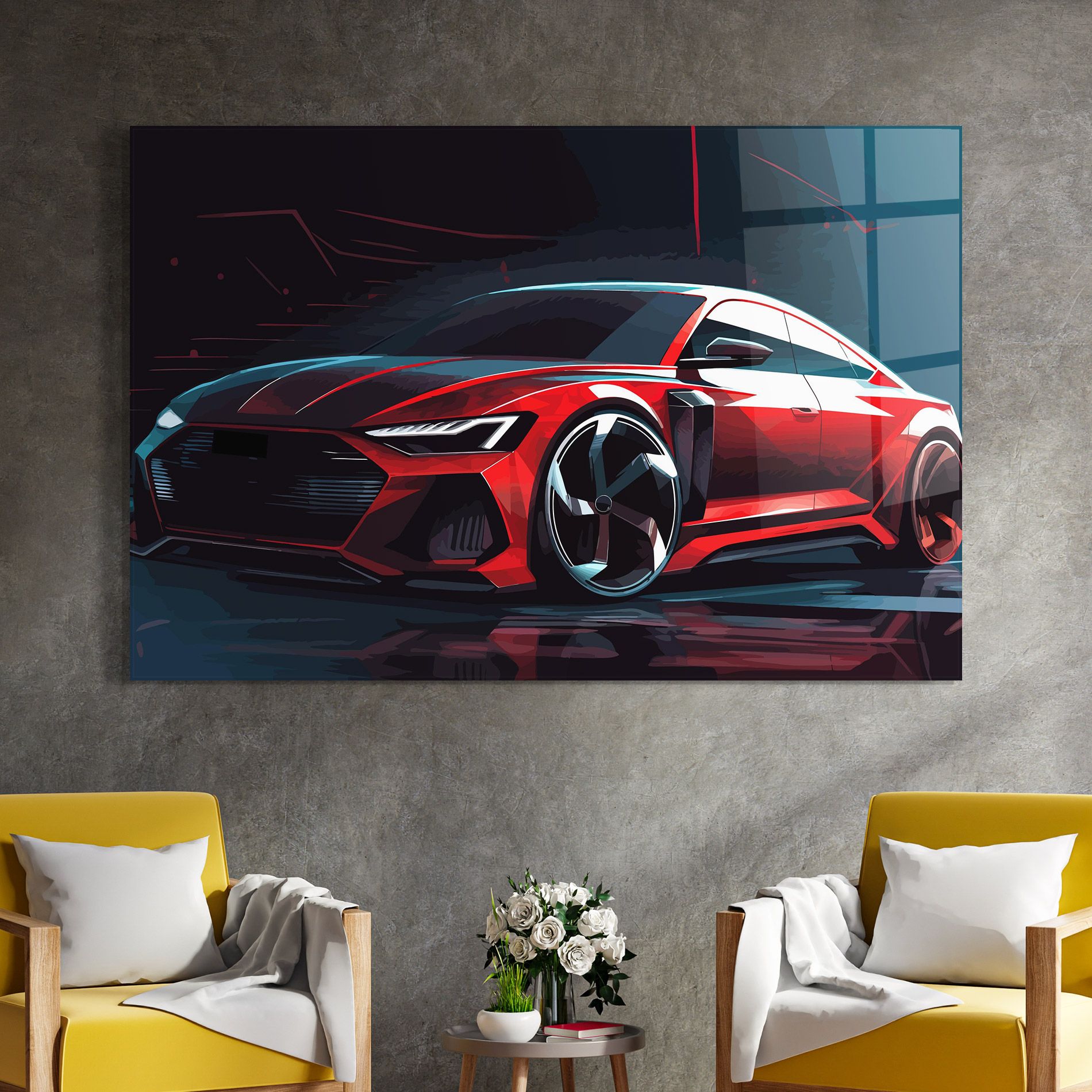 Red Blue Sport Car mockup 4