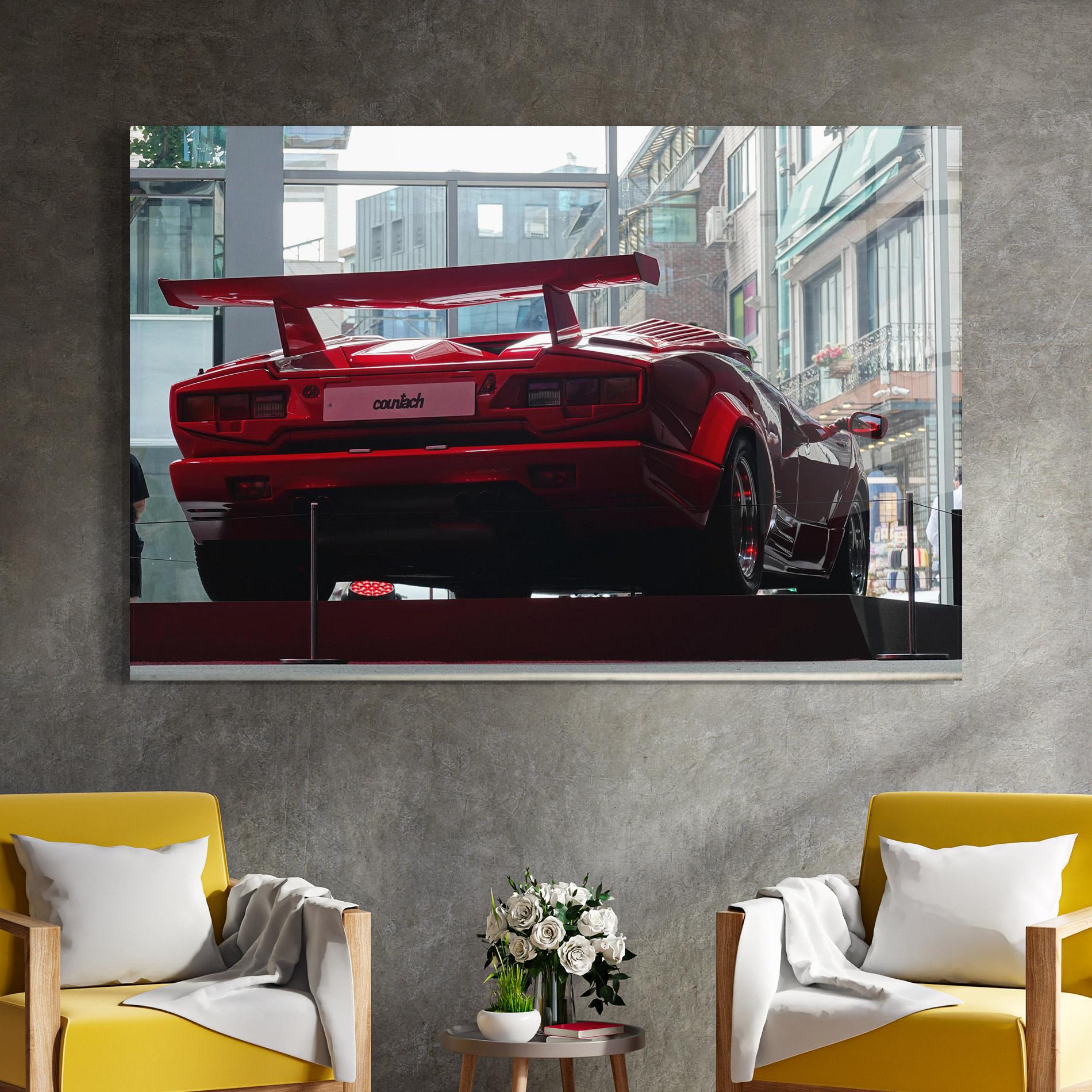 Tablou Sticla Red Countach Rear mockup 4