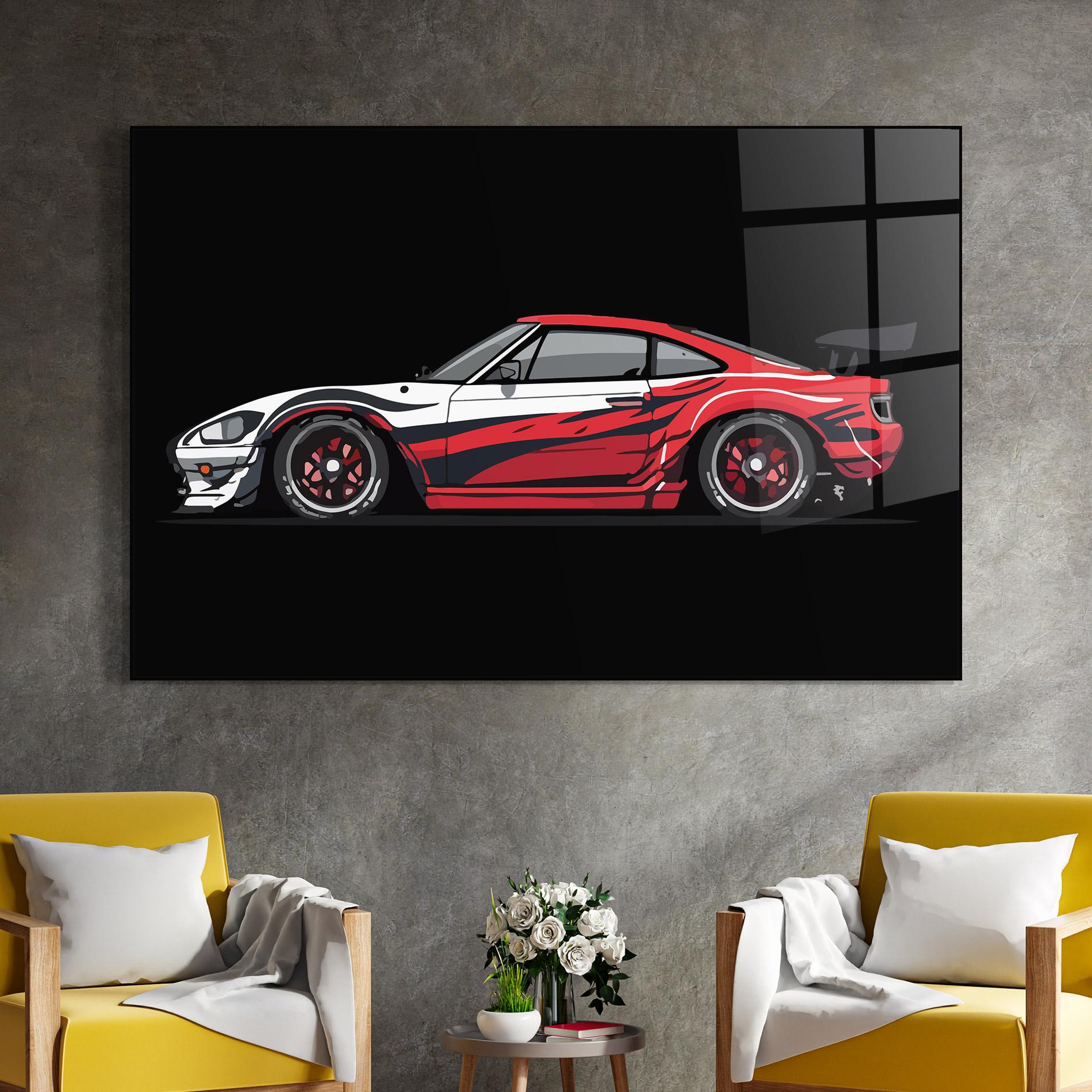 Tablou Sticla Red White Sport Car mockup 4