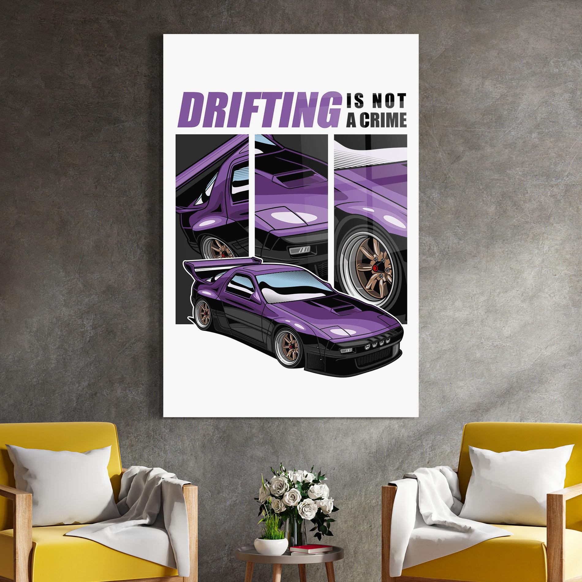 Tablou Sticla Drift Purple Car mockup 4