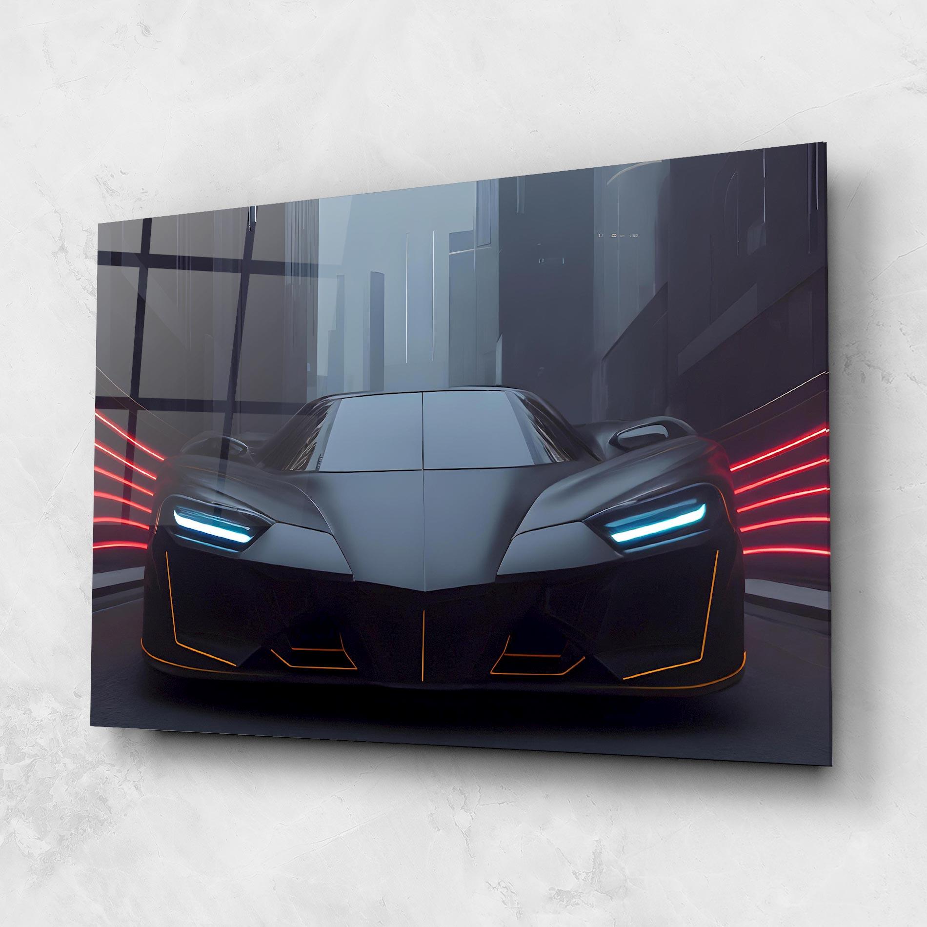 Tablou Sticla Back Futuristic Hypercar mockup 1