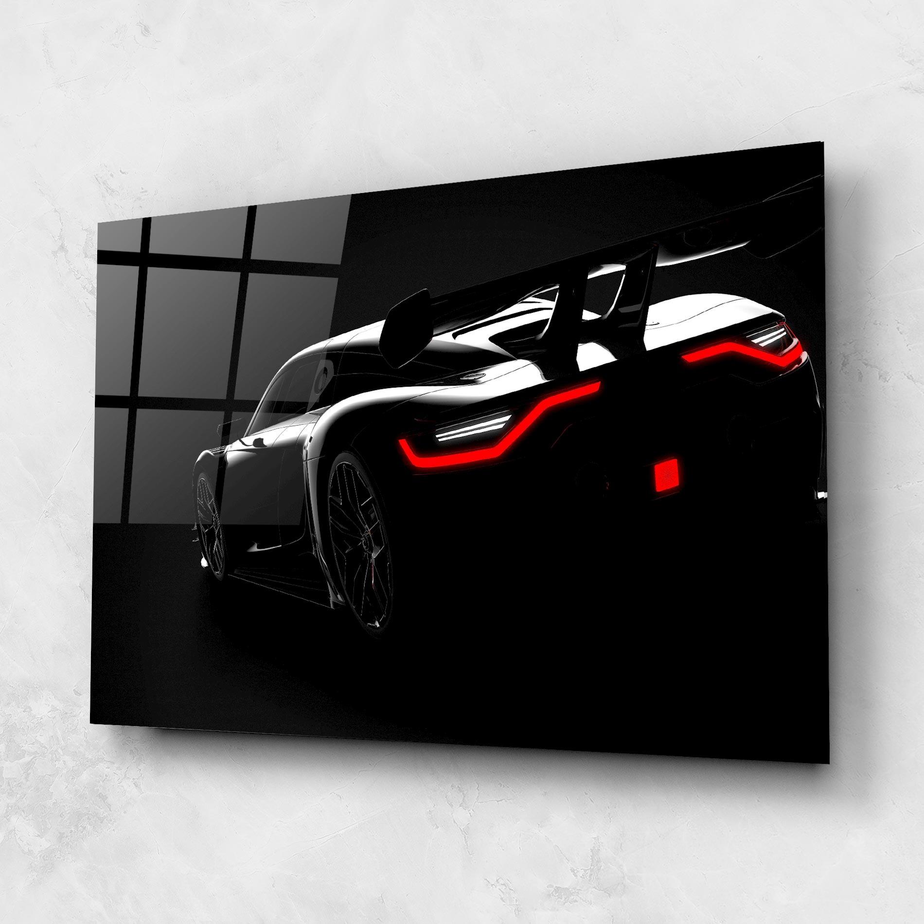 Tablou Sticla Black Hypercar Car mockup 1