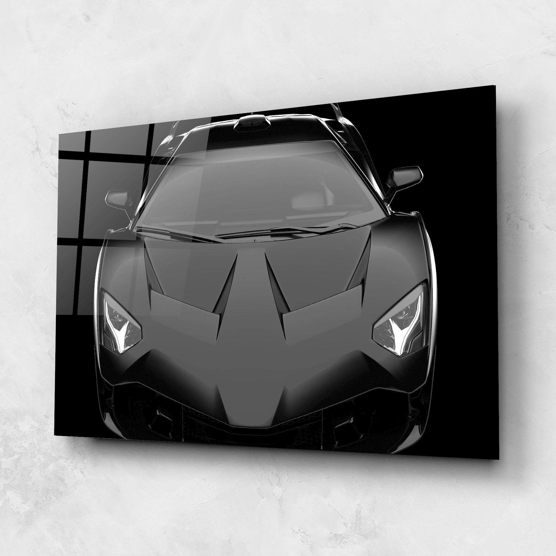 Tablou Sticla Black Matte Lambo mockup 1