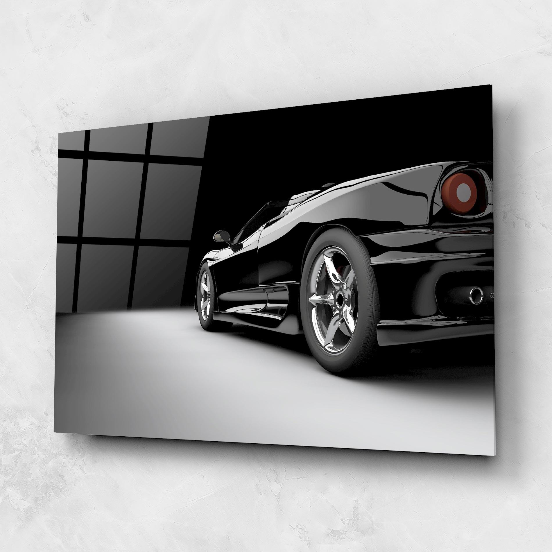 Tablou Sticla Black Sport Car mockup 1