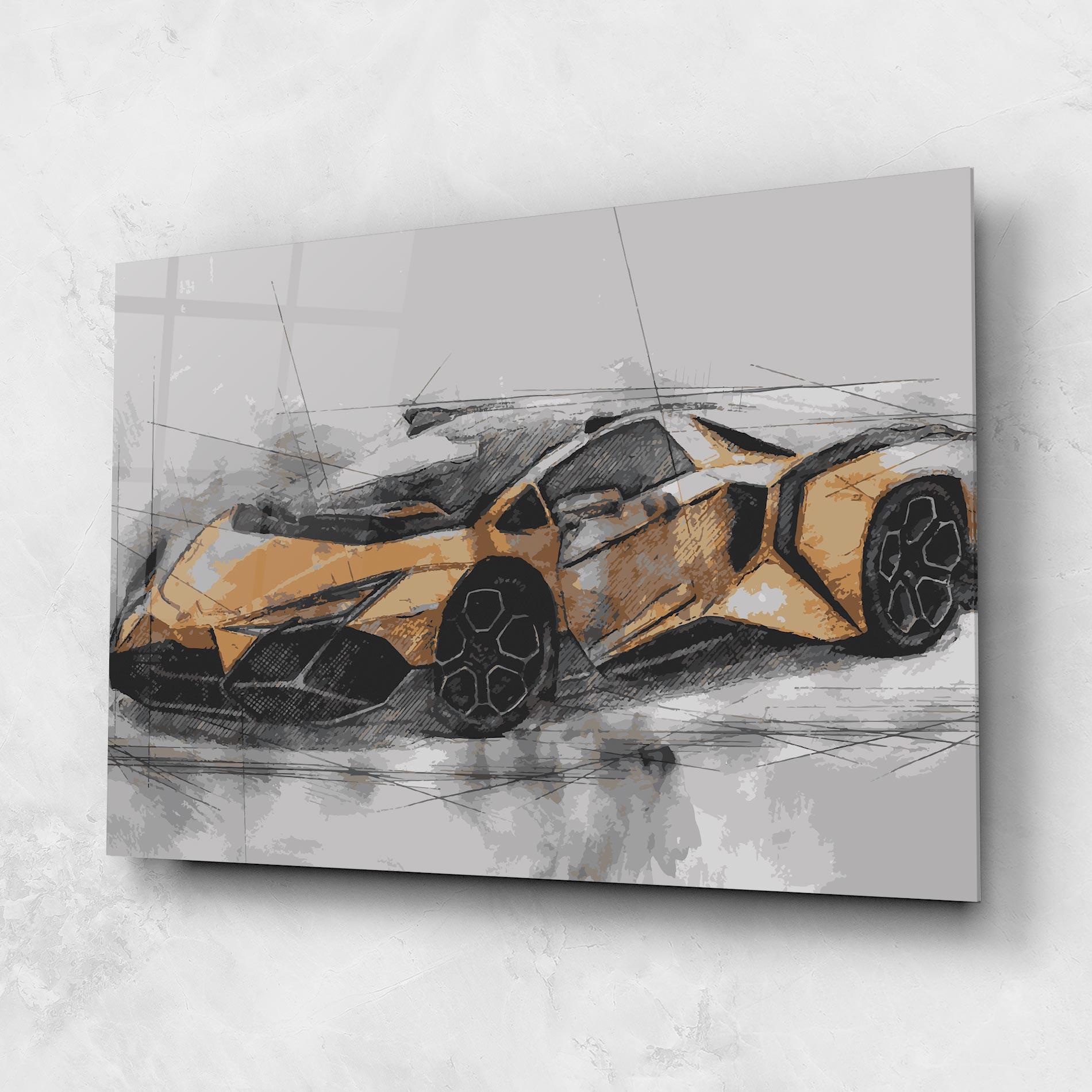 Tablou Sticla Orange Sport Car mockup 1