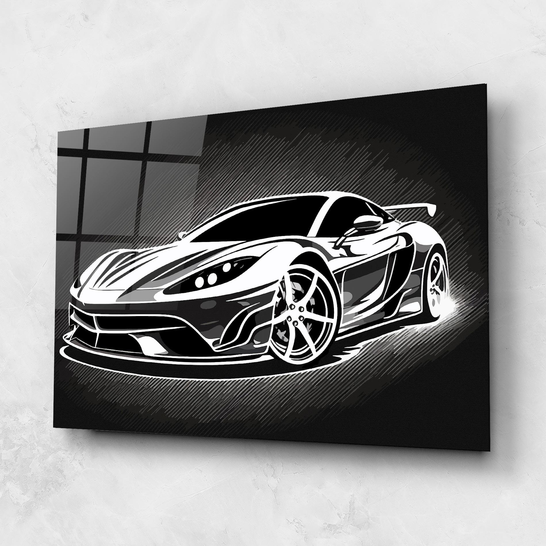 Tablou Sticla White Sport Car mockup 1