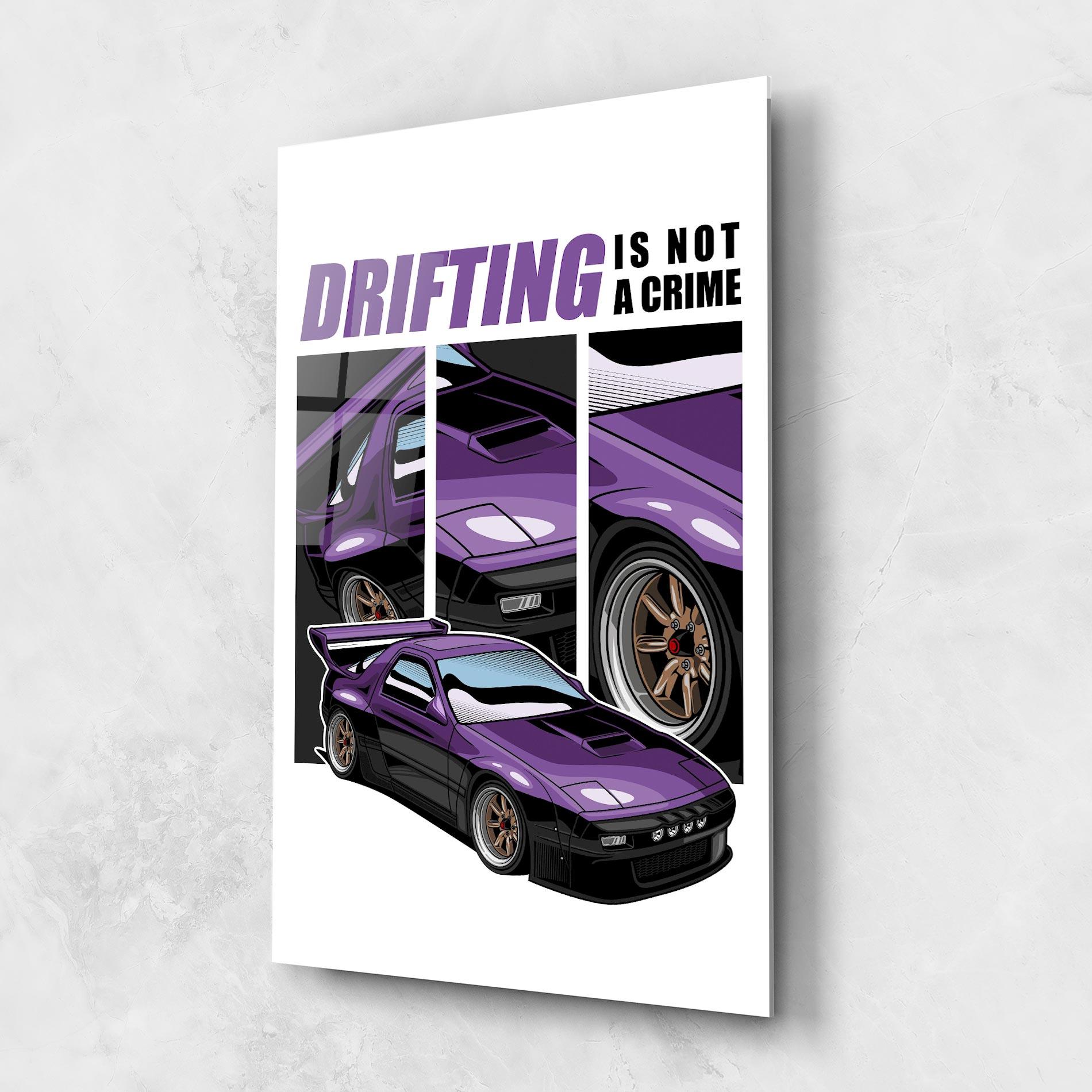 Tablou Sticla Drift Purple Car mockup 1