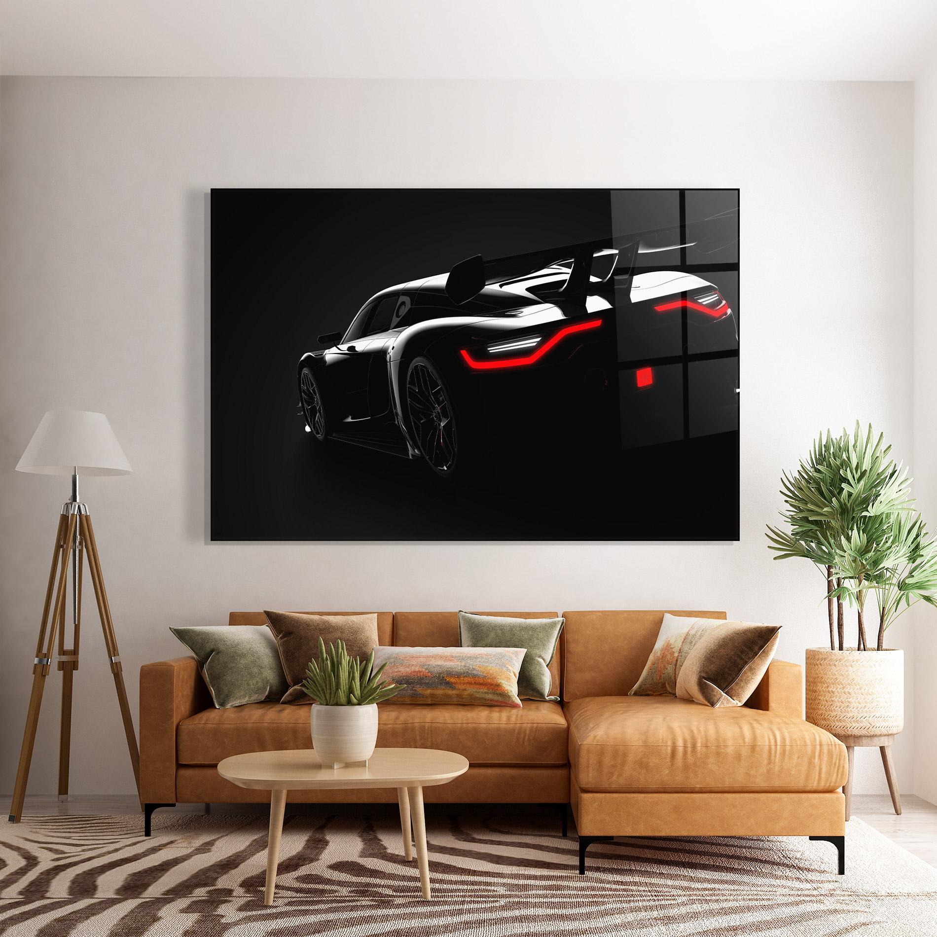 Tablou Sticla Black Hypercar Car mockup 7