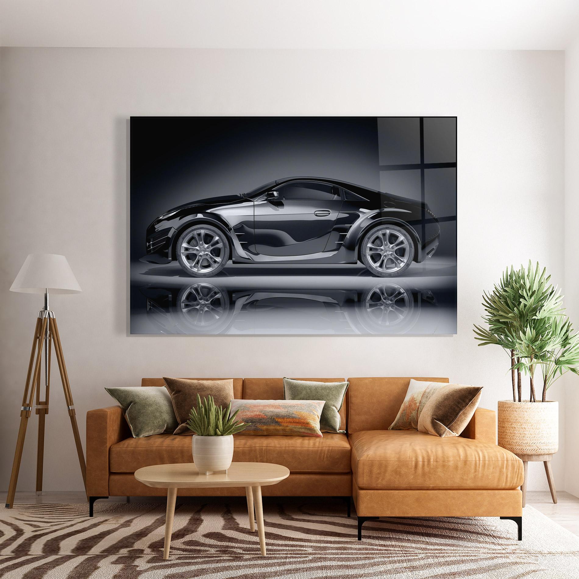 Tablou Sticla Black Shadow Car mockup 7