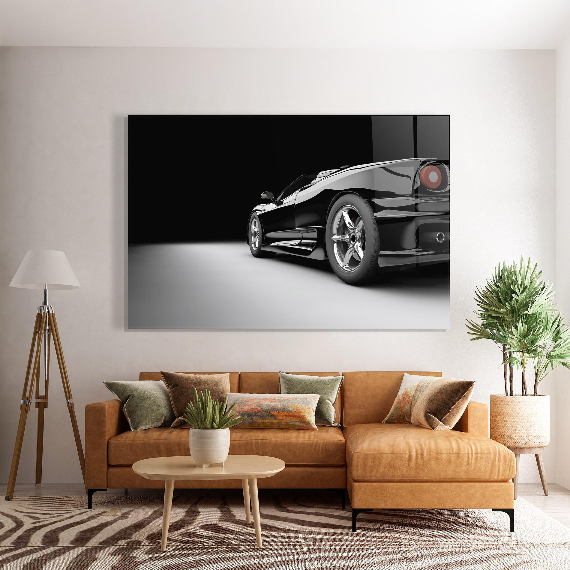 Tablou Sticla Black Sport Car mockup 7