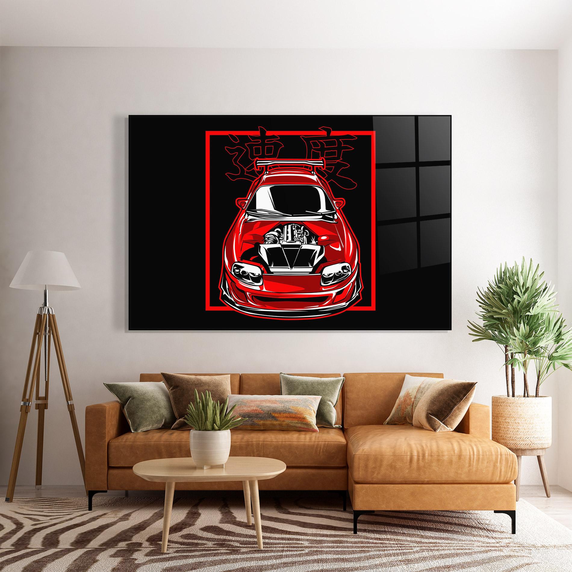 Tablou Sticla Japanese Red Car mockup 7
