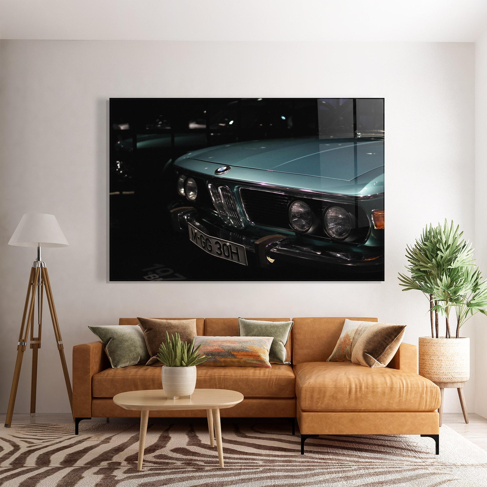 Tablou Sticla Old Bmw Headlight mockup 7