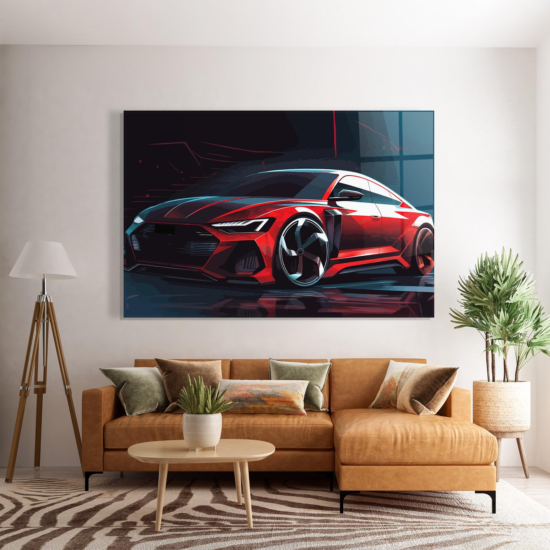 Tablou Sticla Red Blue Sport Car mockup 7