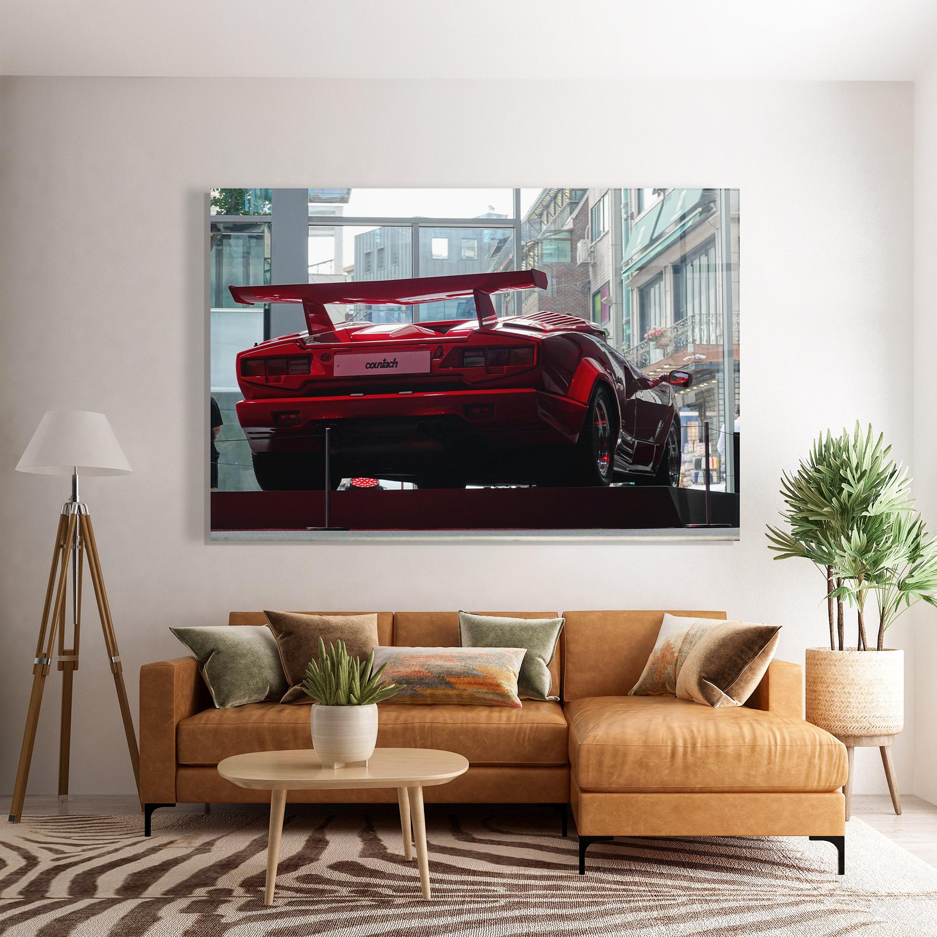 Tablou Sticla Red Countach Rear mockup 7