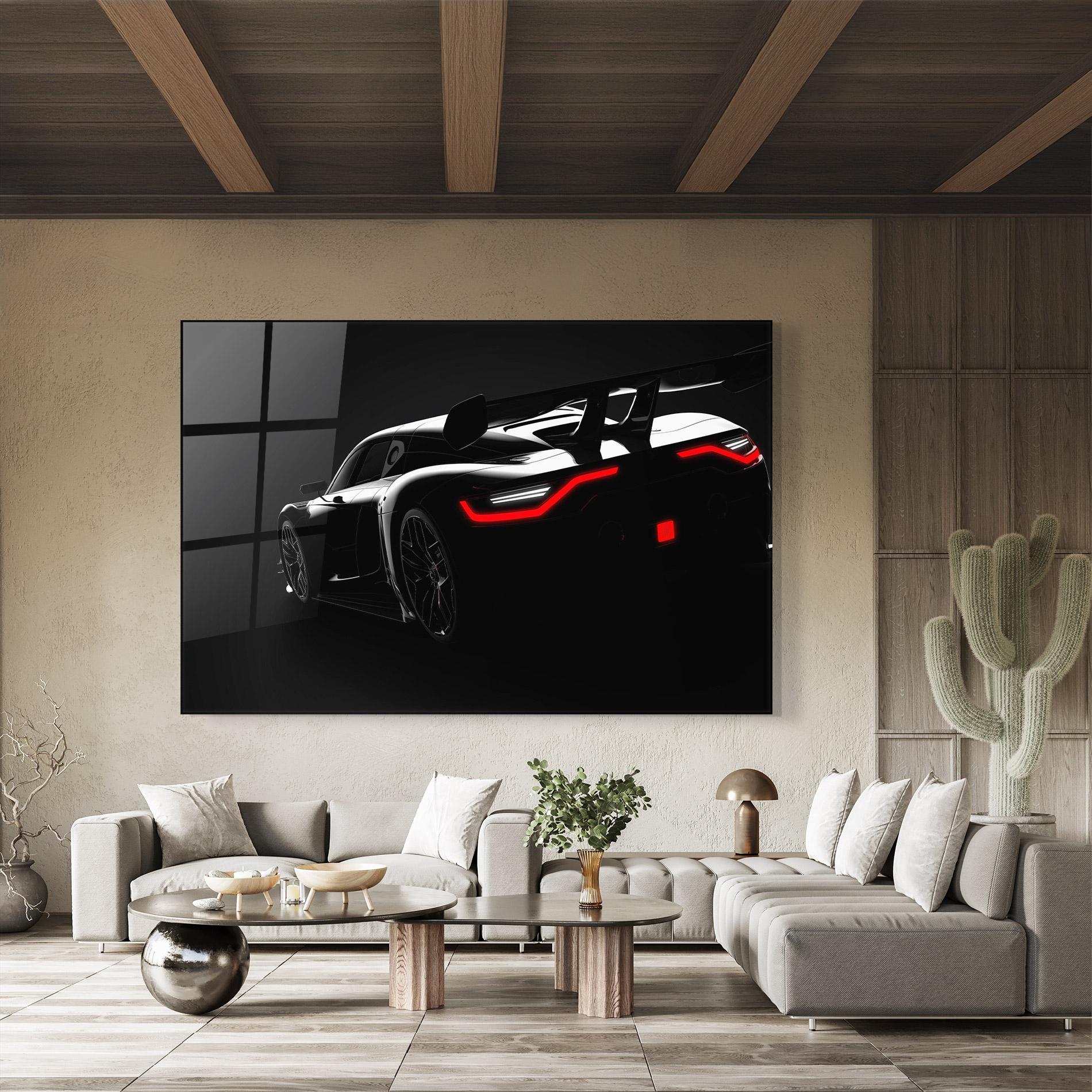 Tablou Sticla Black Hypercar Car mockup 8