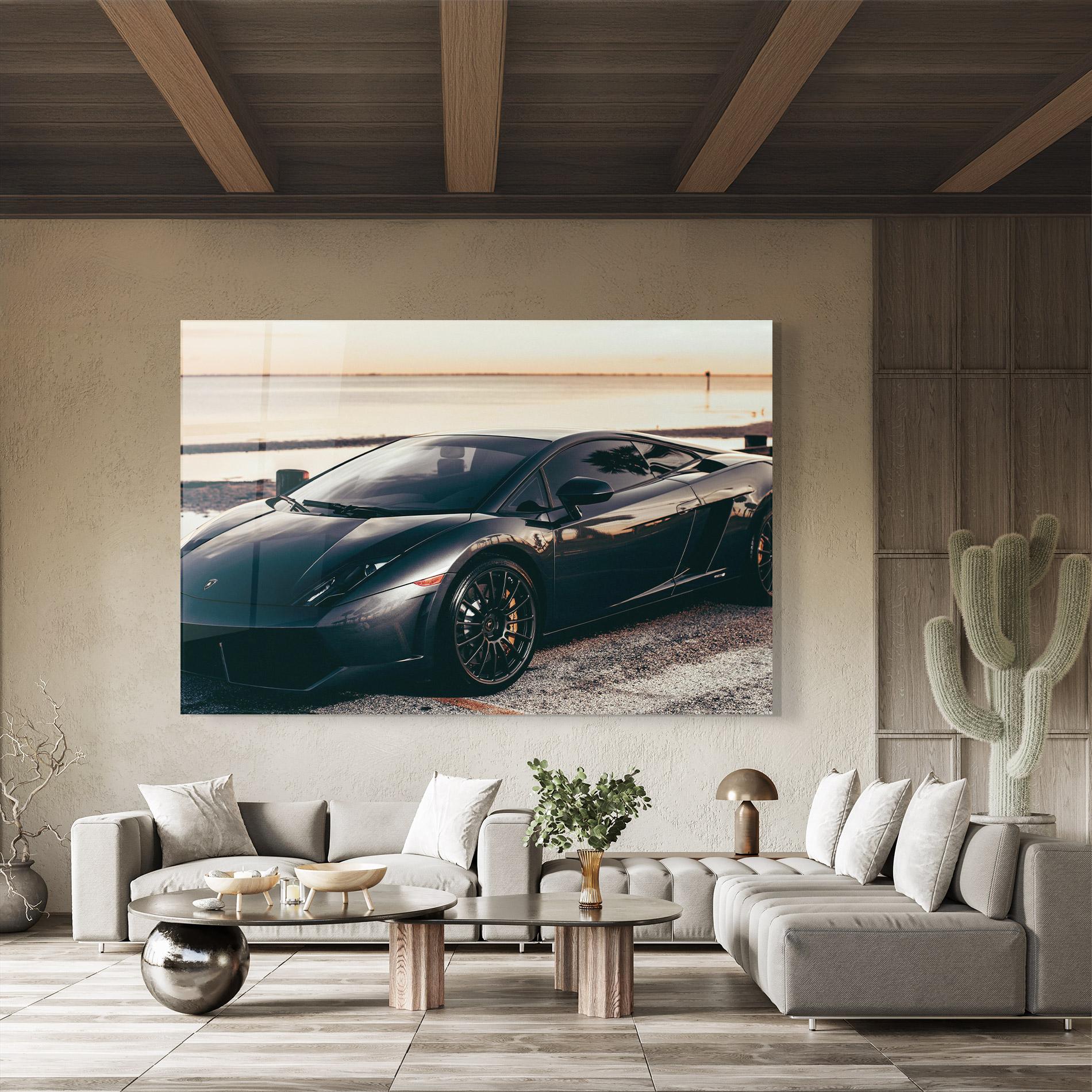 Tablou Sticla Black Lambo Sea mockup 8