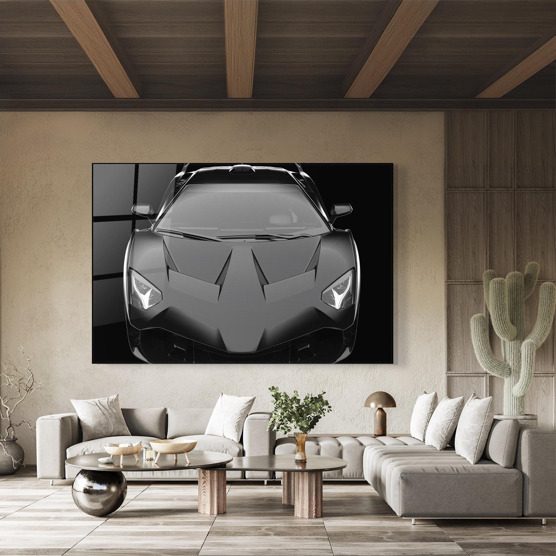 Tablou Sticla Black Matte Lambo mockup 8