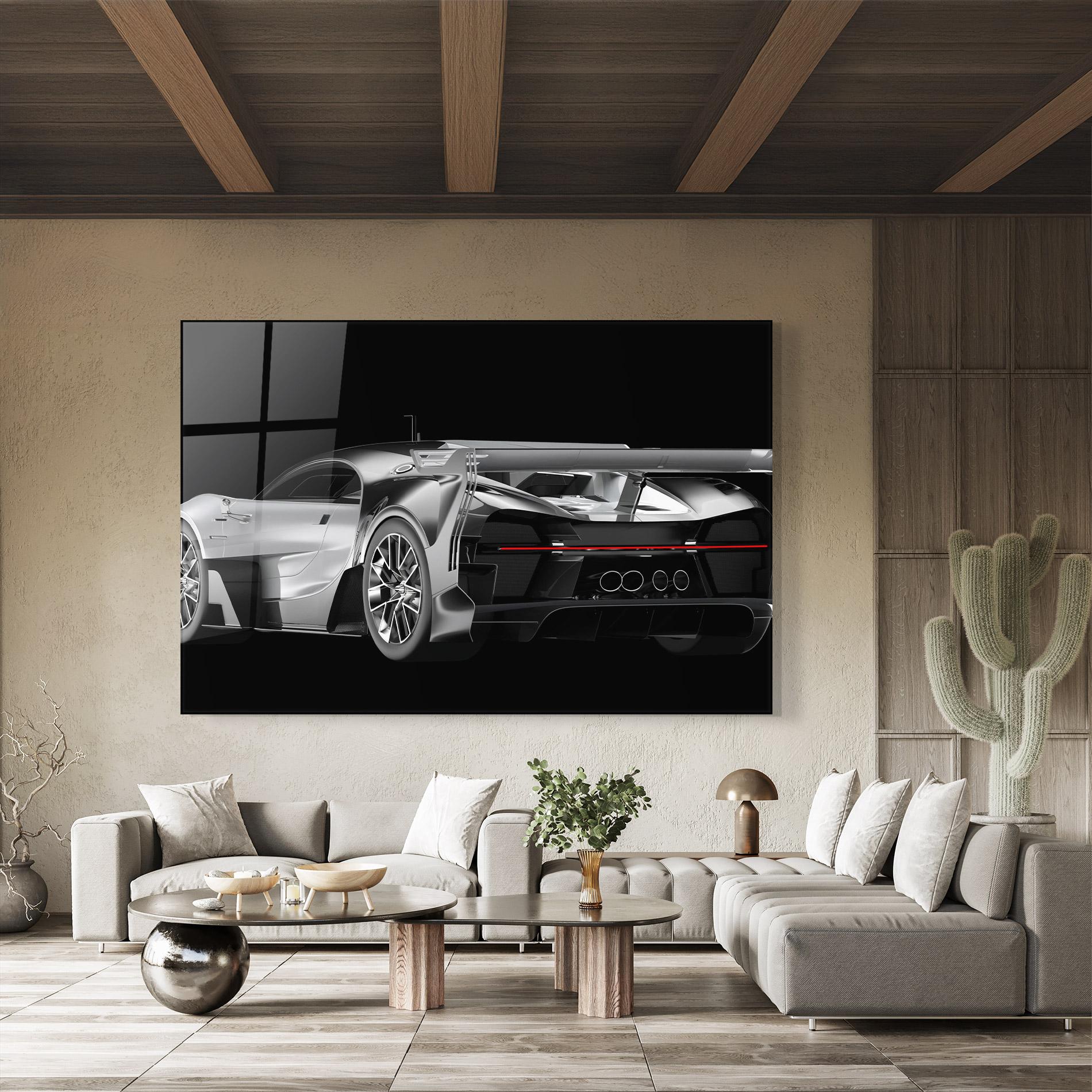 Tablou Sticla Black Rear Hypercar mockup 8
