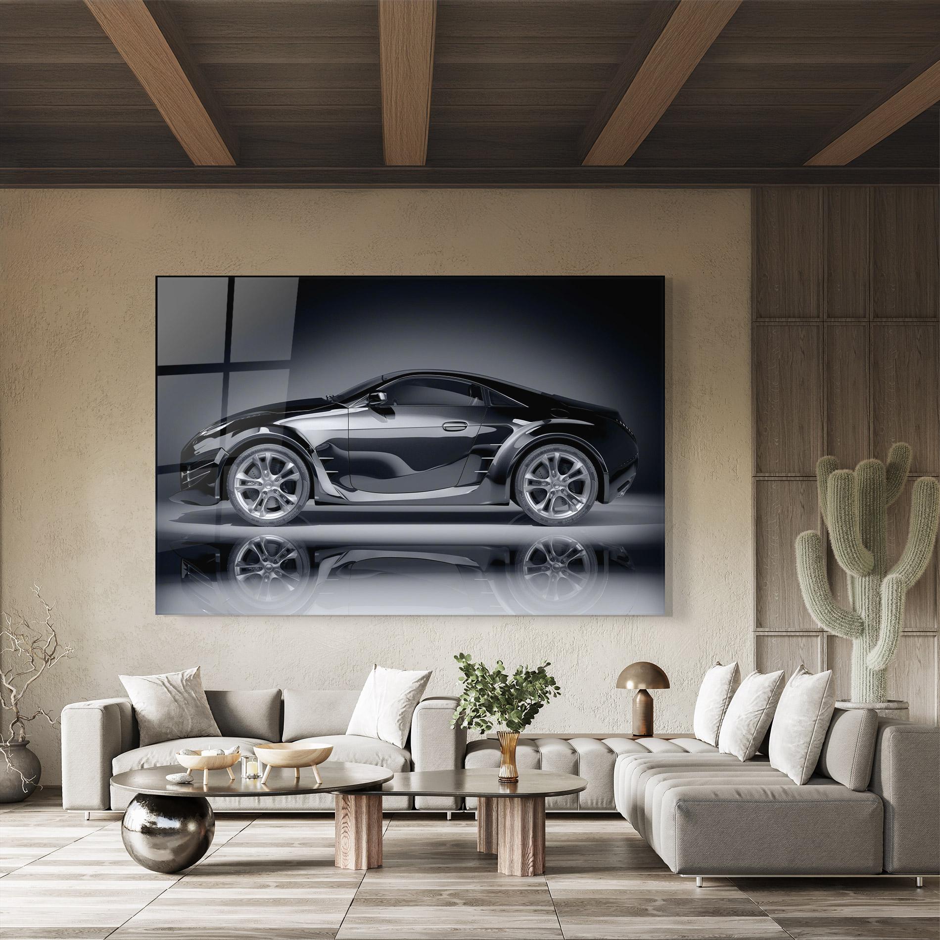 Tablou Sticla Black Shadow Car mockup 8