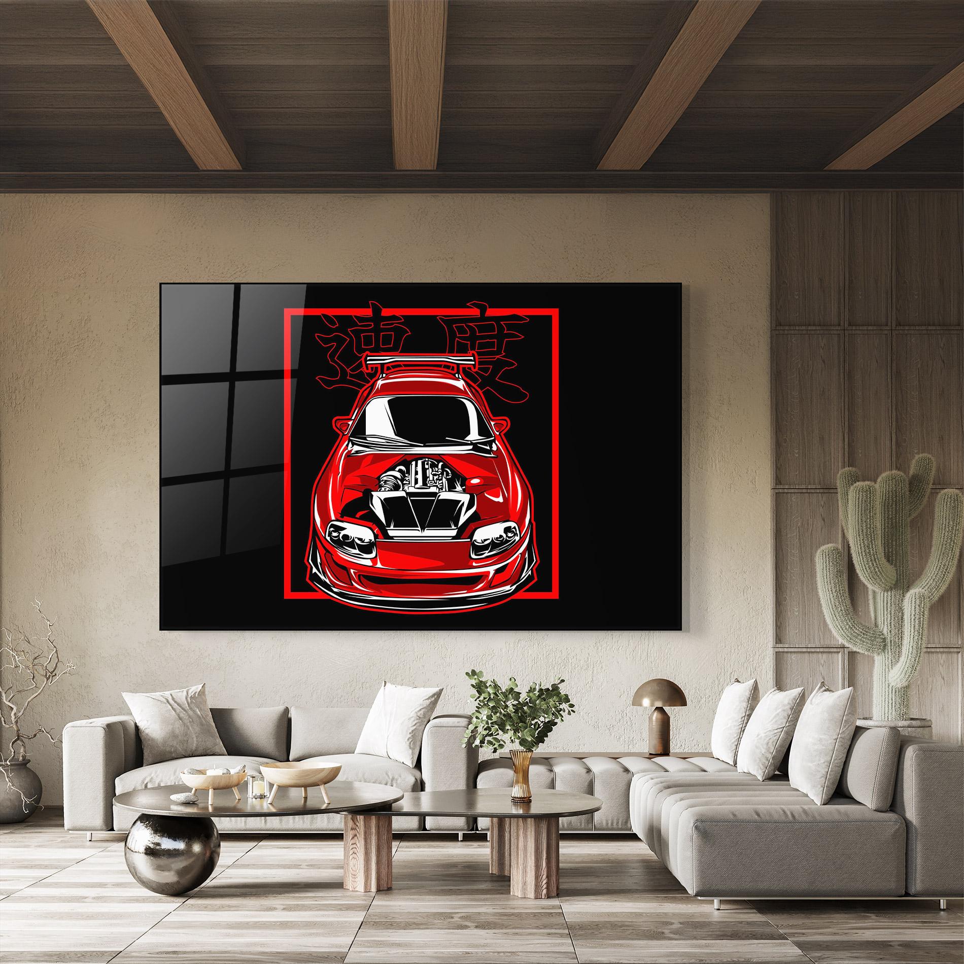 Tablou Sticla Japanese Red Car mockup 8
