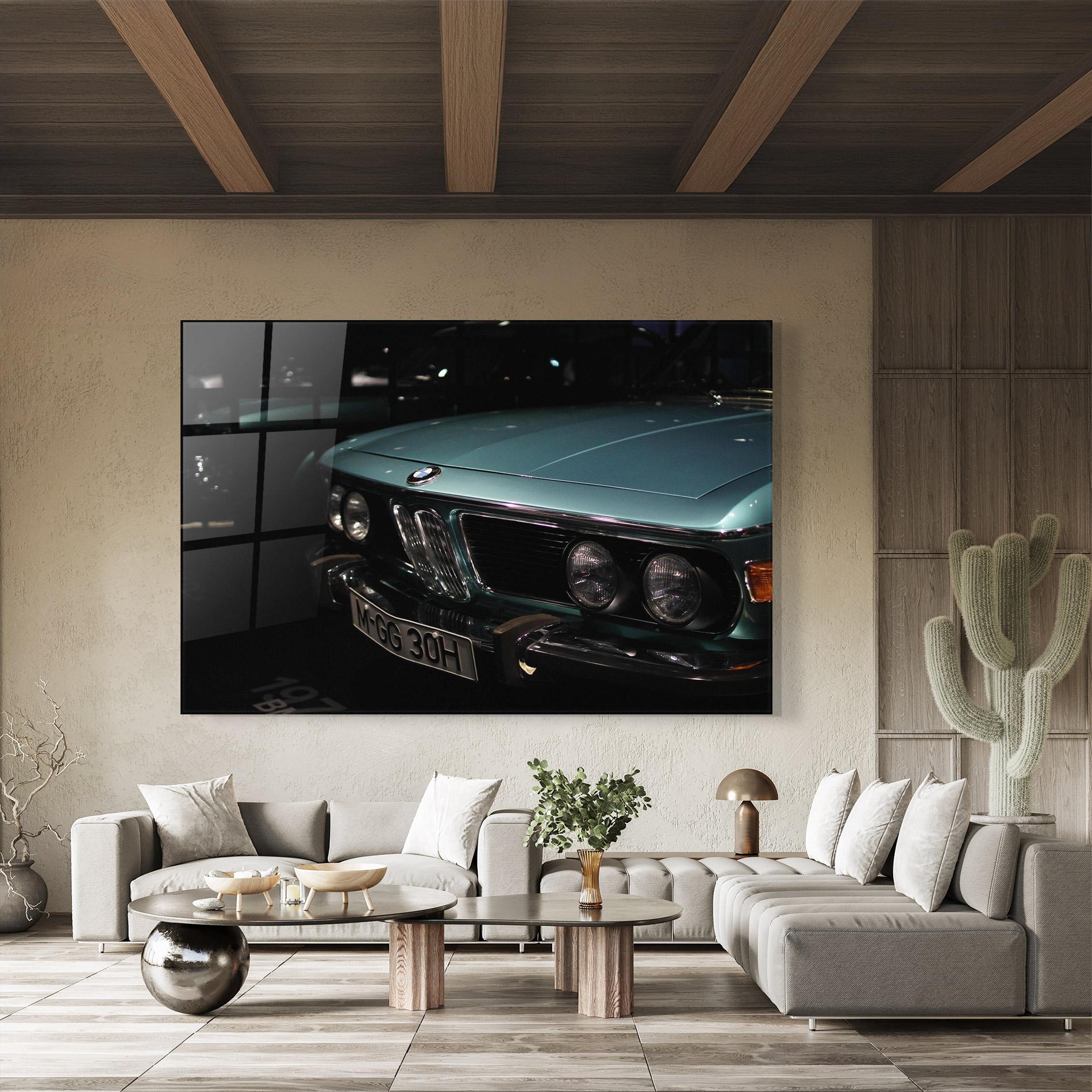 Tablou Sticla Old Bmw Headlight mockup 8