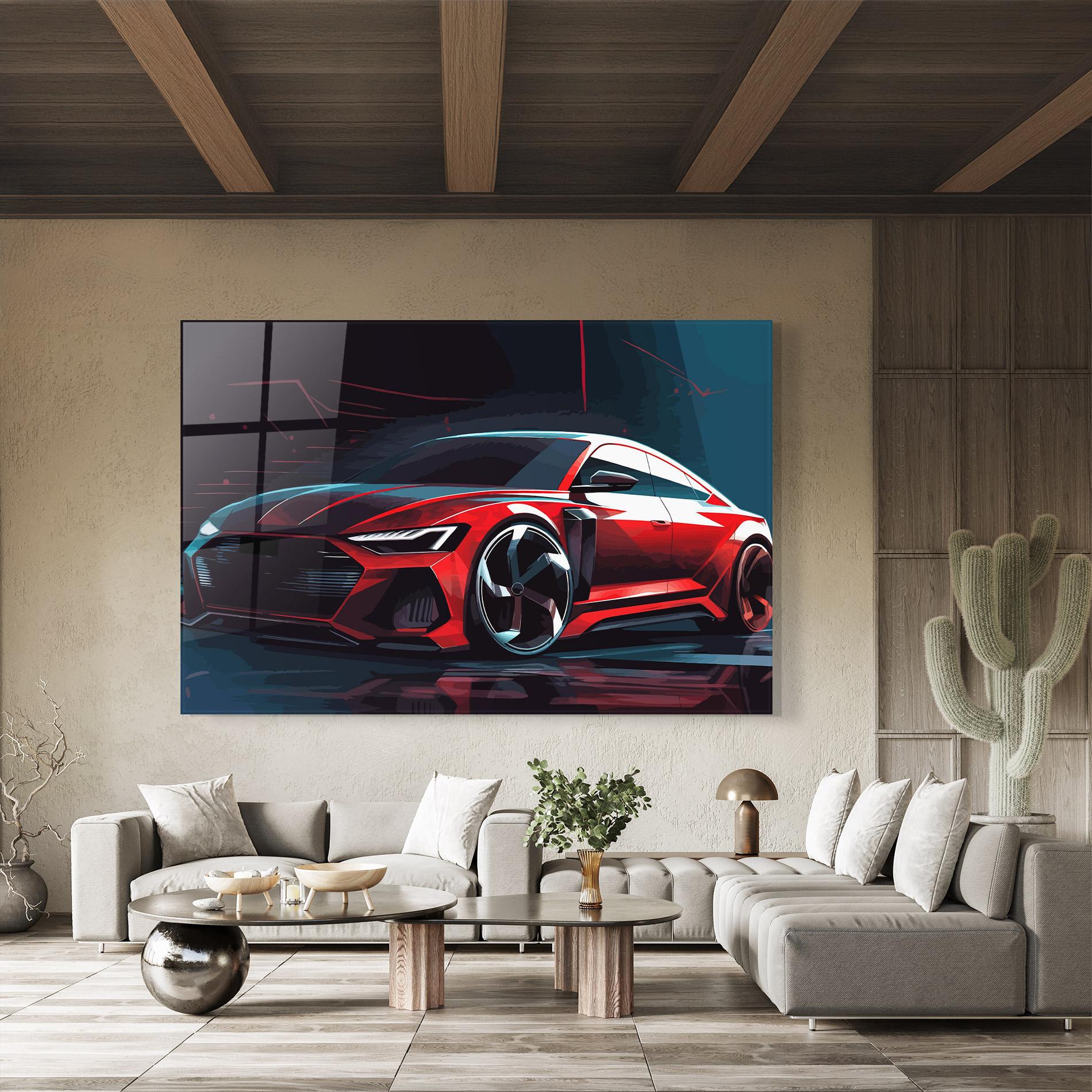 Tablou Sticla Red Blue Sport Car mockup 8