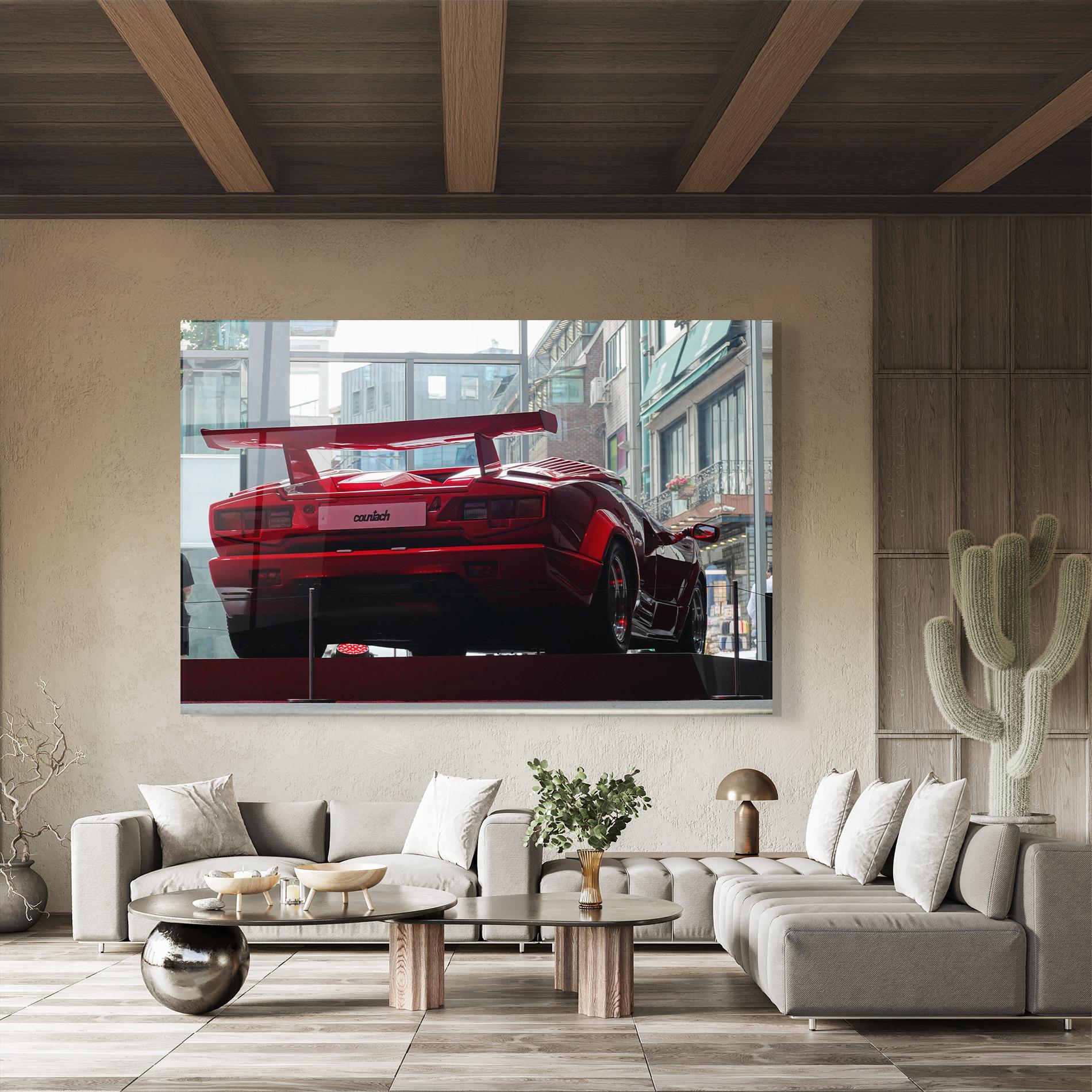 Tablou Sticla Red Countach Rear mockup 8