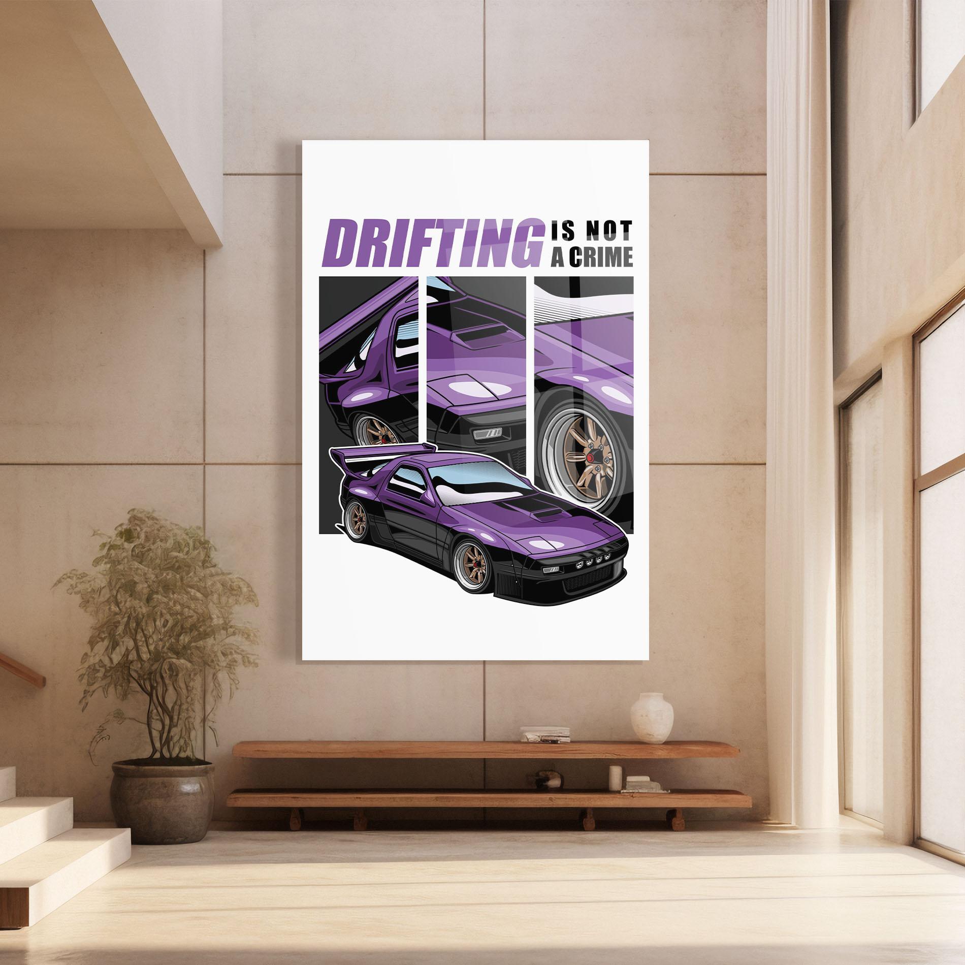 Tablou Sticla Drift Purple Car mockup 8