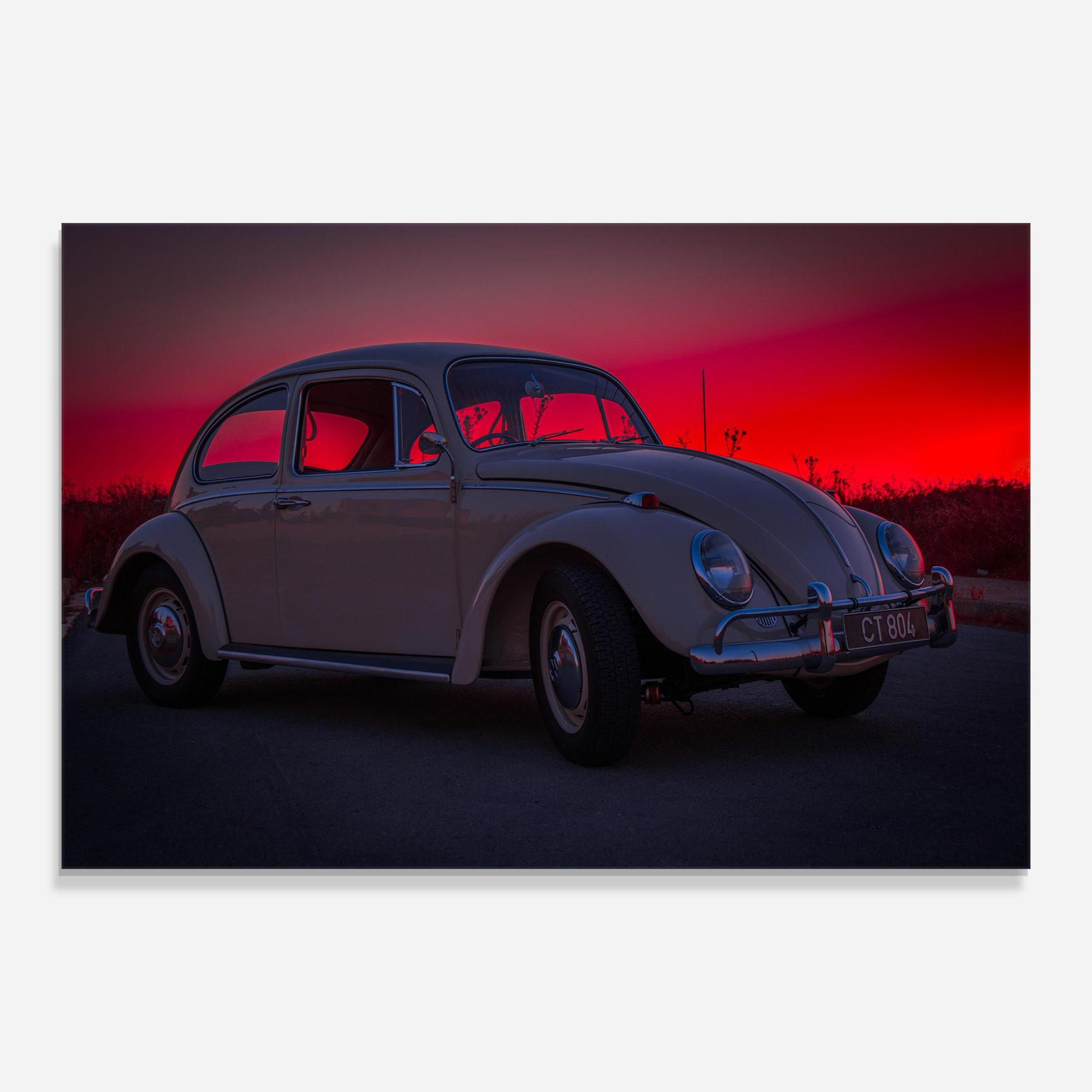 Tablou Sticla Old Car Sunset mockup 0