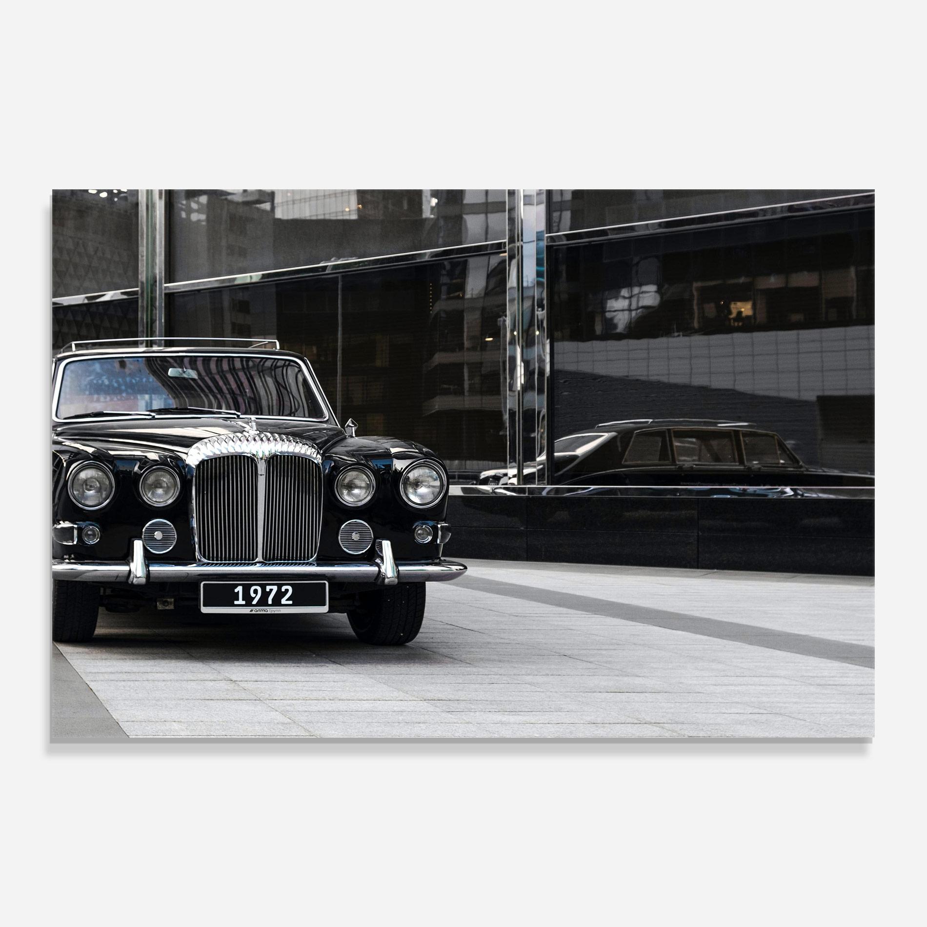 Tablou Sticla Vintage Black Car mockup 0